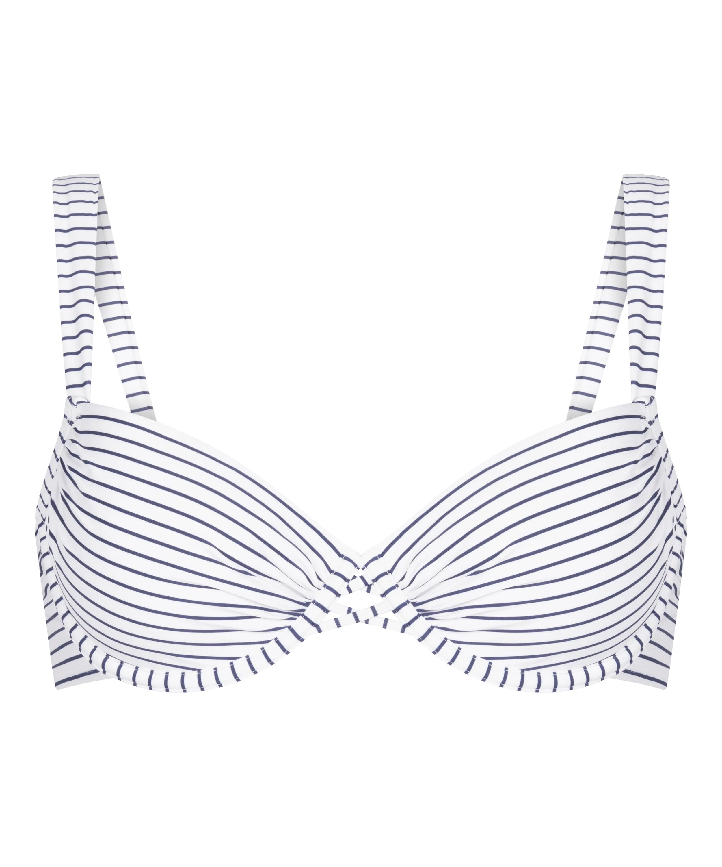 Hunkemoller White Women Stripes Padded Underwired Bikini Top SKU: 305055_White Image 05