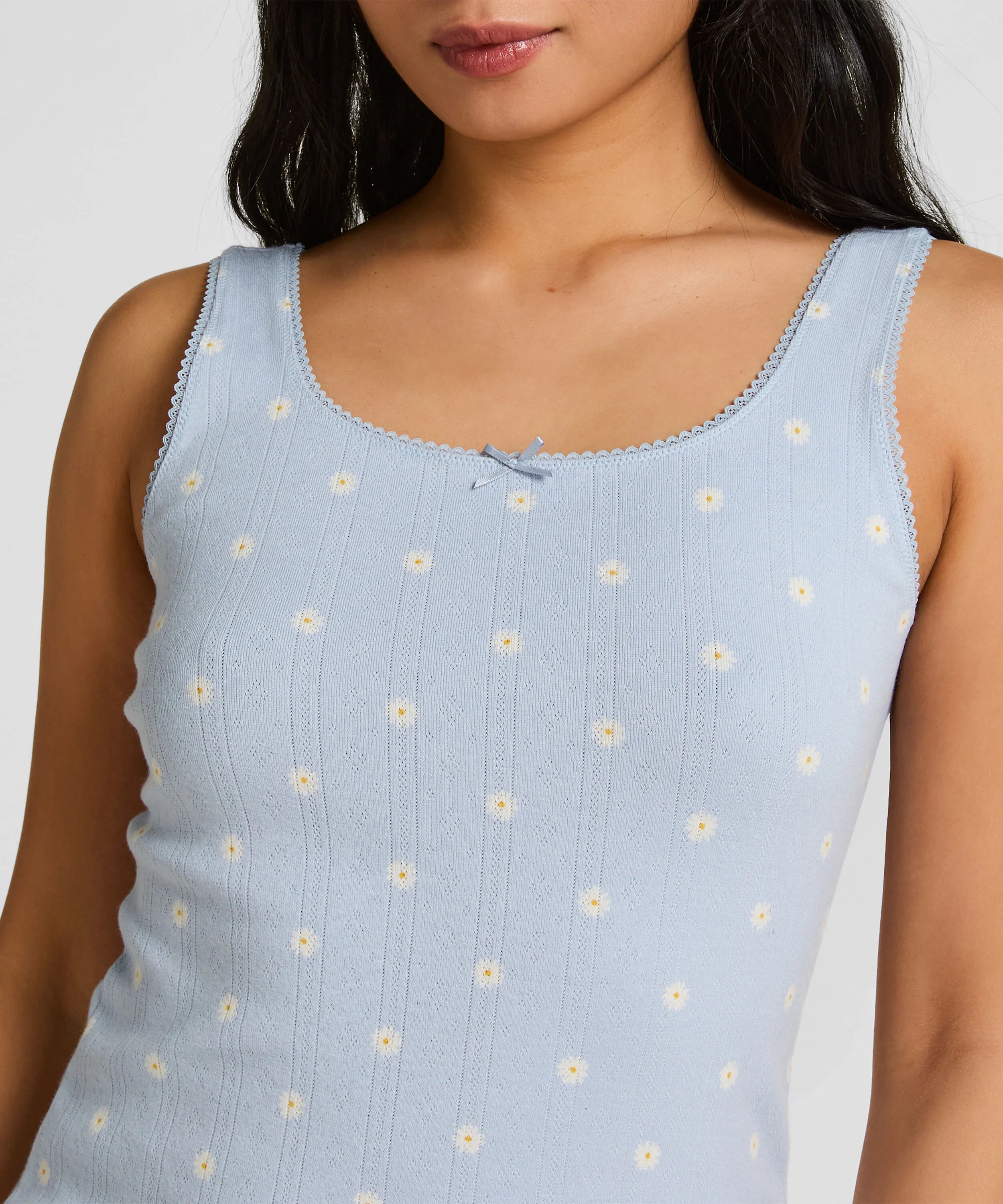 Hunkemoller Blue Women Pointelle Singlet SKU: 305234_Blue Image 02