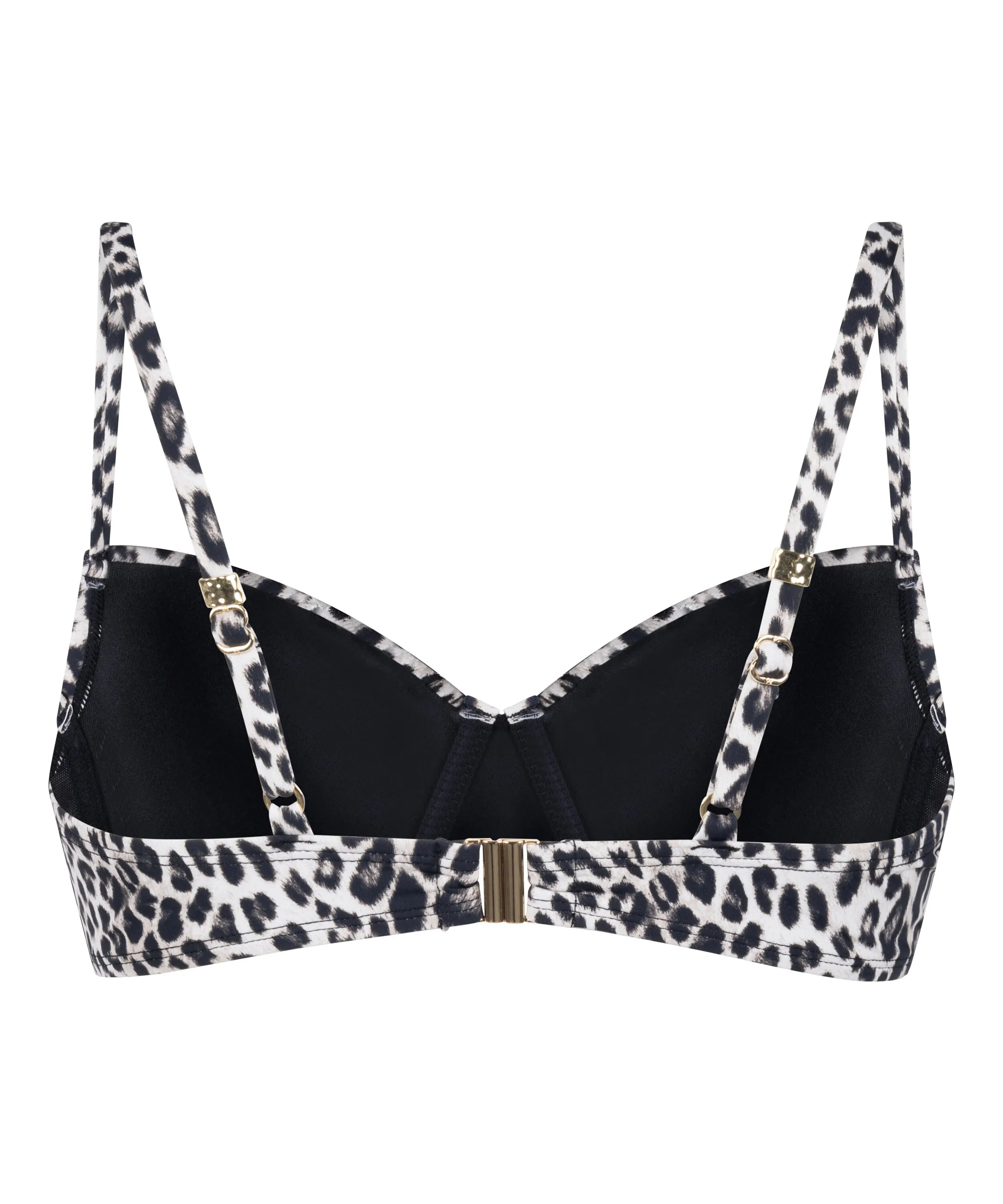 Hunkemoller Black Women Leopard Padded Underwired Bikini Top SKU: 305385_Black Image 06