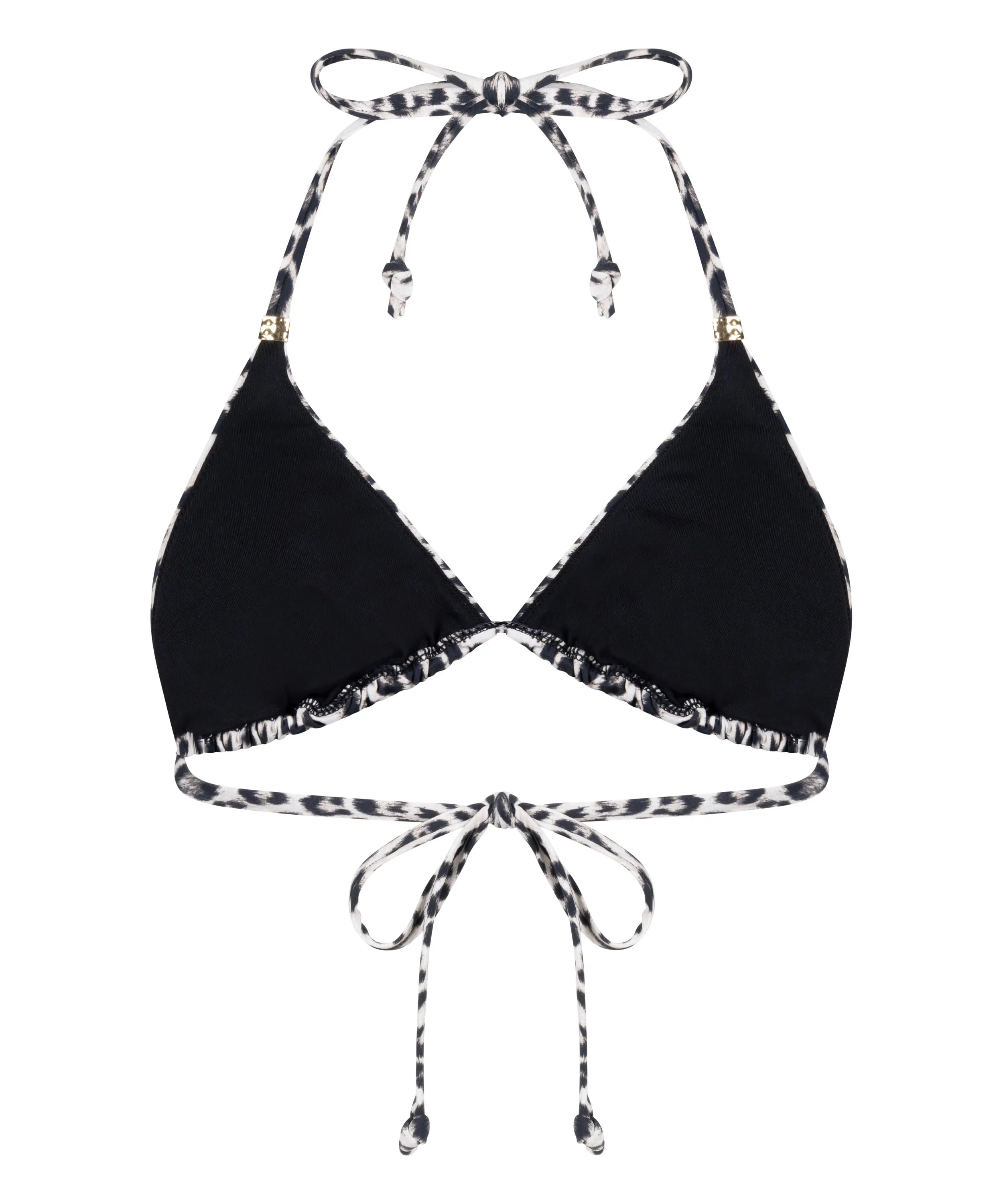 Hunkemoller Black Women Leopard Triangle Bikini Top SKU: 305386_Black Image 06