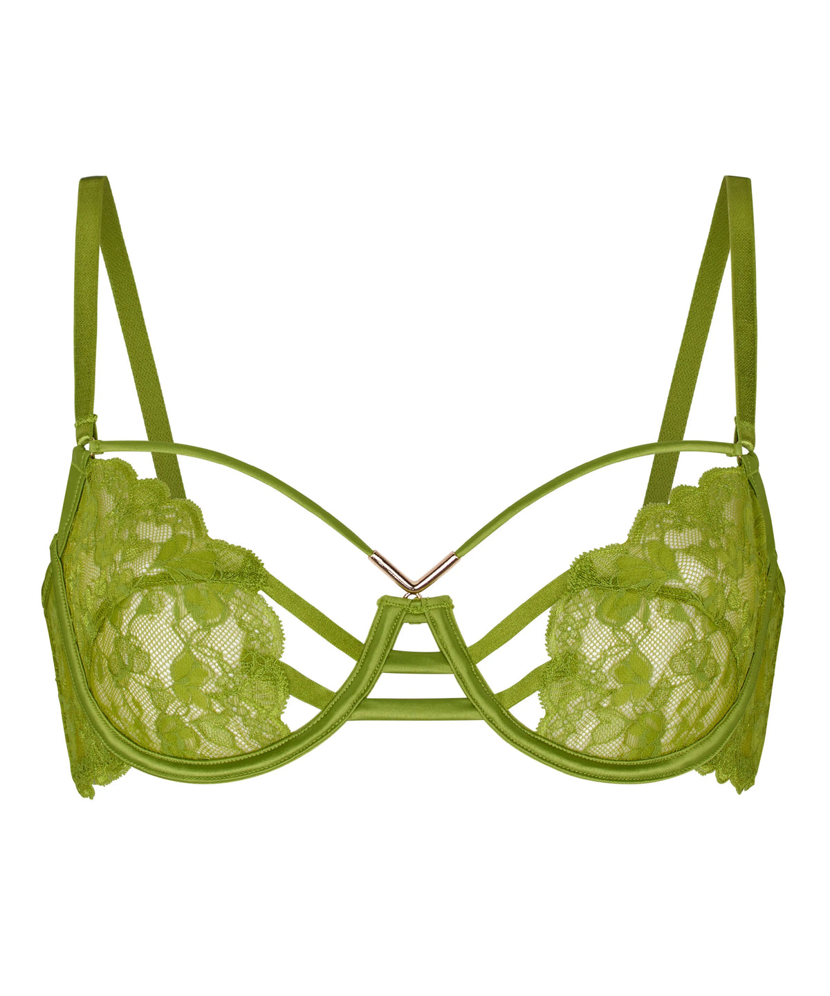 Hunkemoller Lima Bean Green Women Non-Padded Underwired Bra Zara in Different Cup Sizes SKU: 305743_Lima Bean Green Image 04