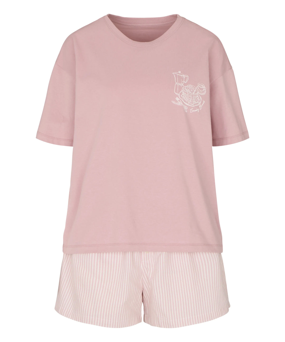 Hunkemoller Lotus Women Pyjama Set with Short And T-Shirt SKU: 306154_Lotus Image 05