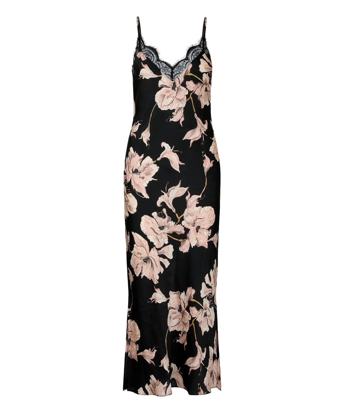 Hunkemoller Caviar Women Slipdress Long Flower SKU: 306183_Caviar Image 04