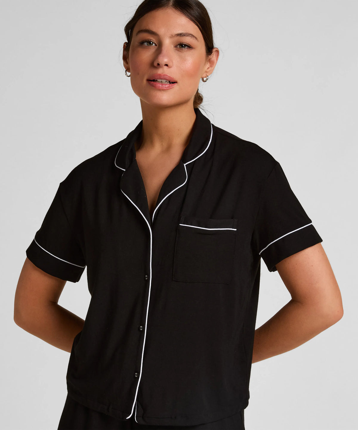 Hunkemoller Black Women Pyjama Set Jersey Essential SKU: 306200_Black Image 01