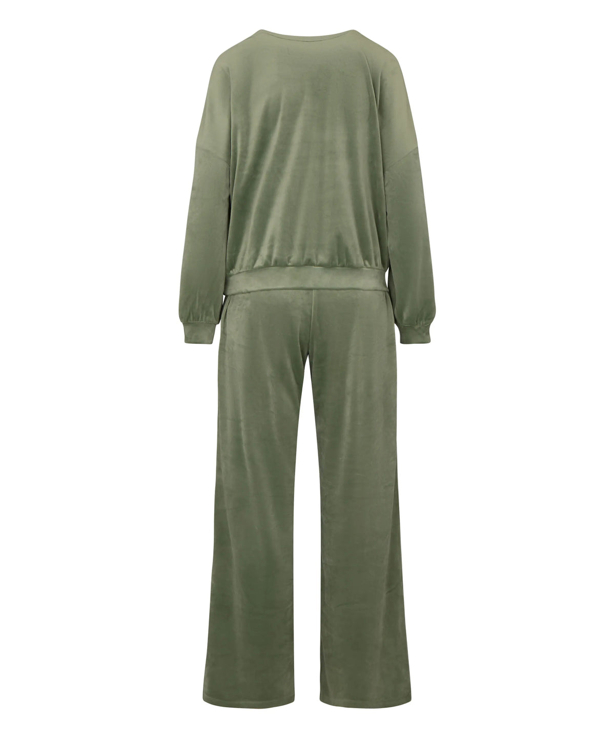 Hunkemoller Dark Olive Women Pyjama Set Velours SKU: 306201_Dark Olive Image 05