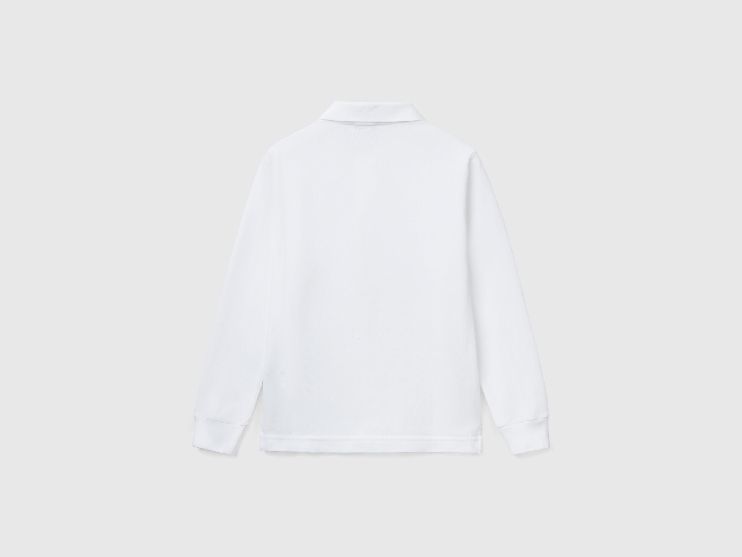 Benetton_White_Long Sleeve Polo in Cotton_3089C300Z_101_02