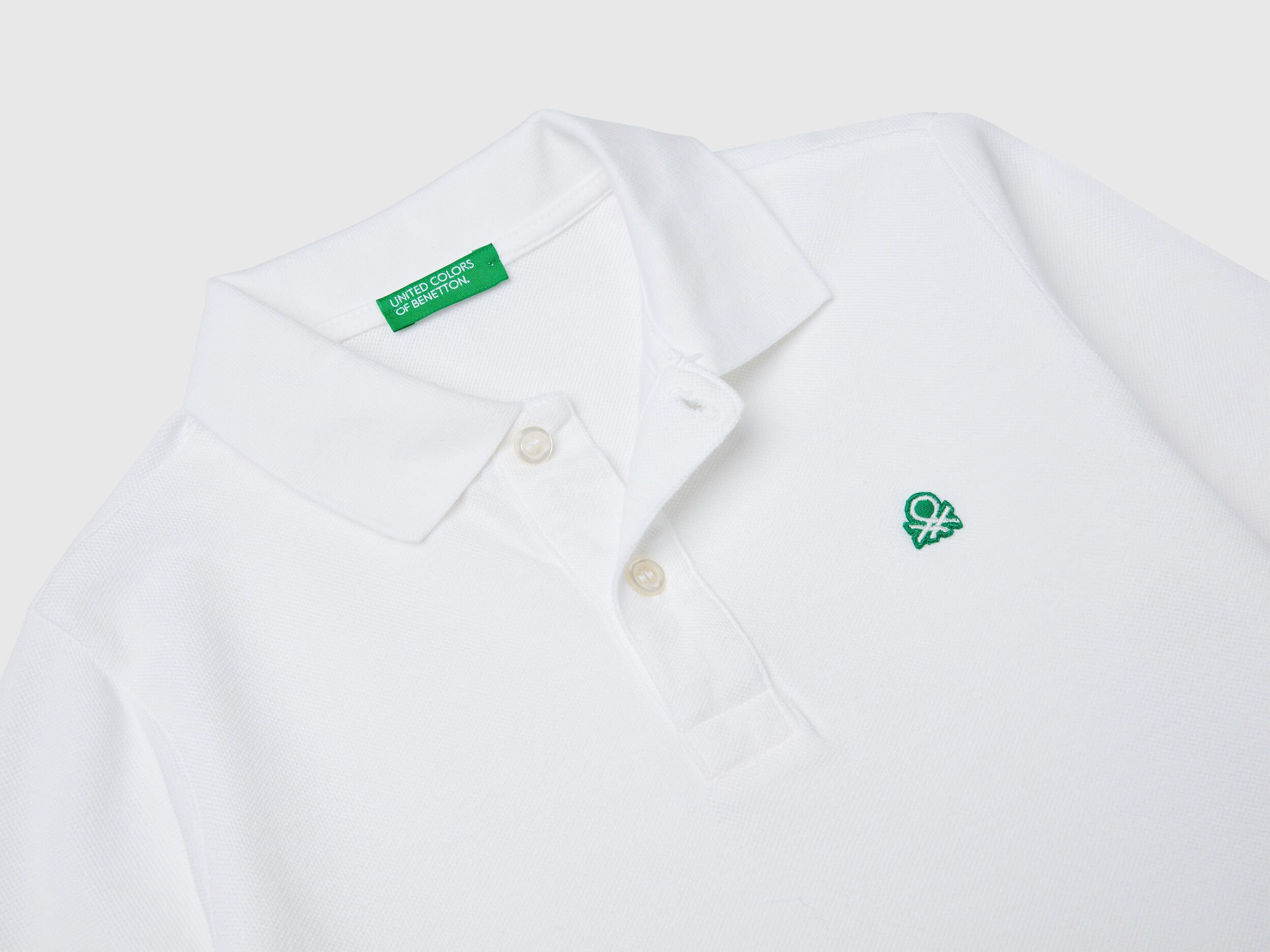 Benetton_White_Long Sleeve Polo in Cotton_3089C300Z_101_03