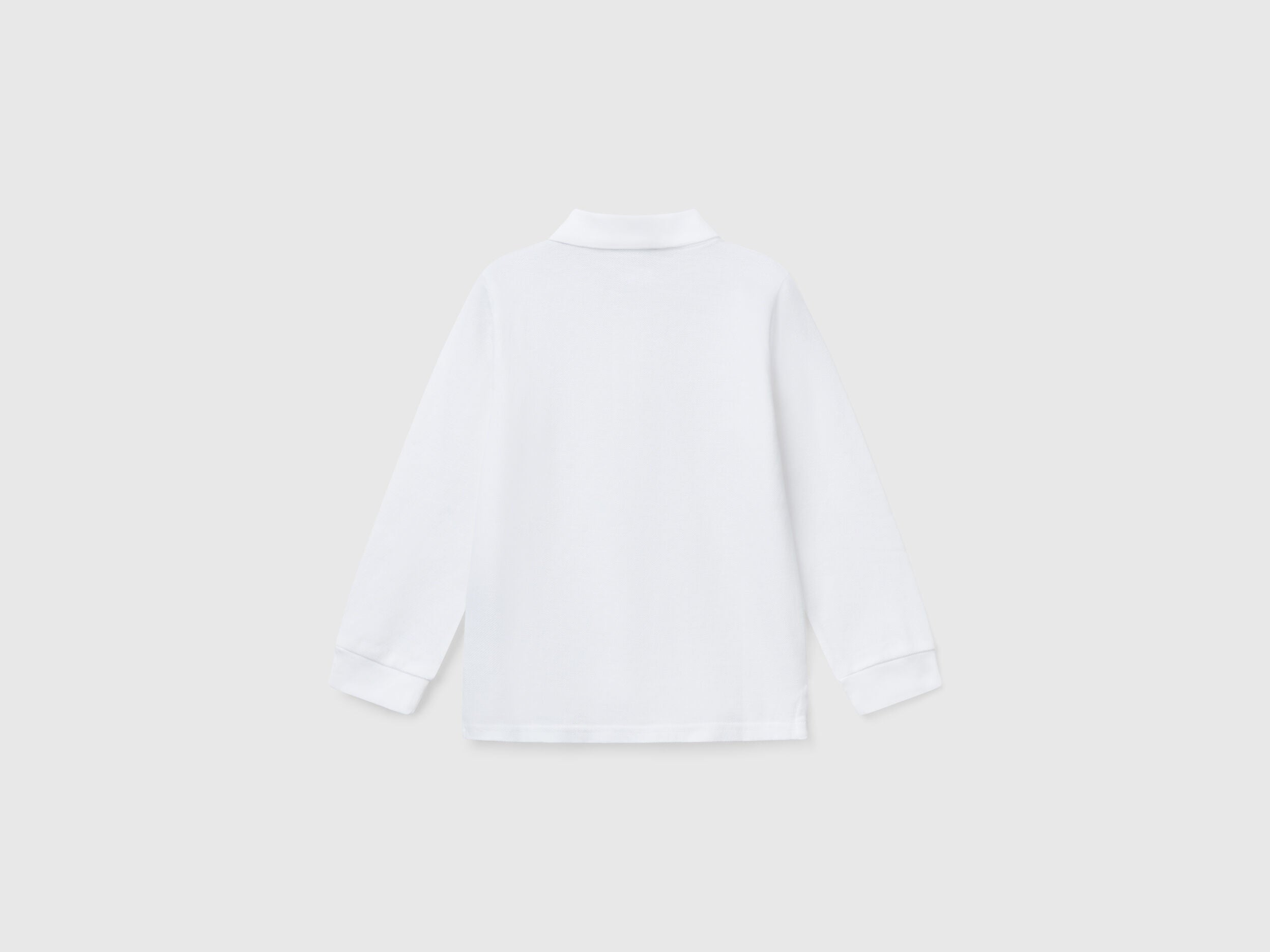 Benetton_White_Long Sleeve Polo in Cotton_3089G3009_101_02