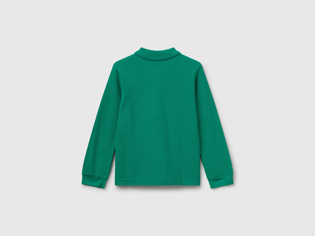 Benetton_Green_Long Sleeve Polo in Cotton_3089G3009_108_02