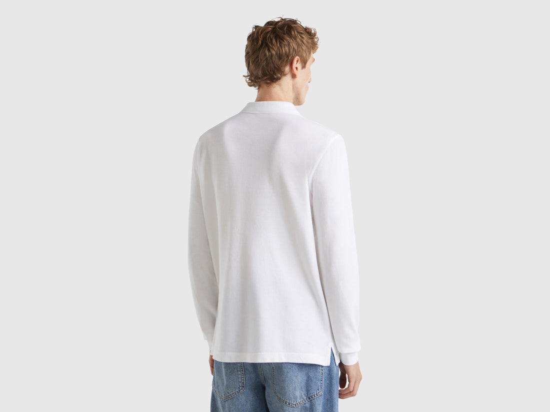 Benetton_White_Long Sleeve Cotton Polo_3089J3204_101_02