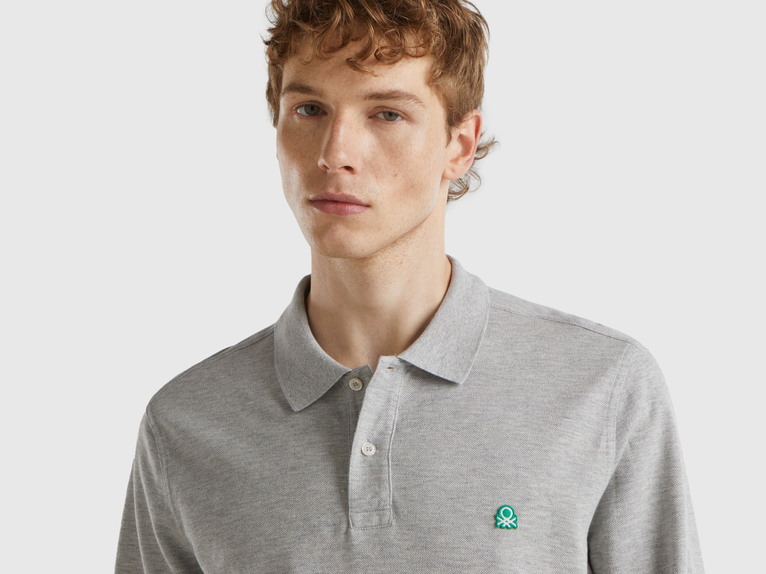 Benetton_Light Gray_Long Sleeve Cotton Polo_3089J3204_501_03