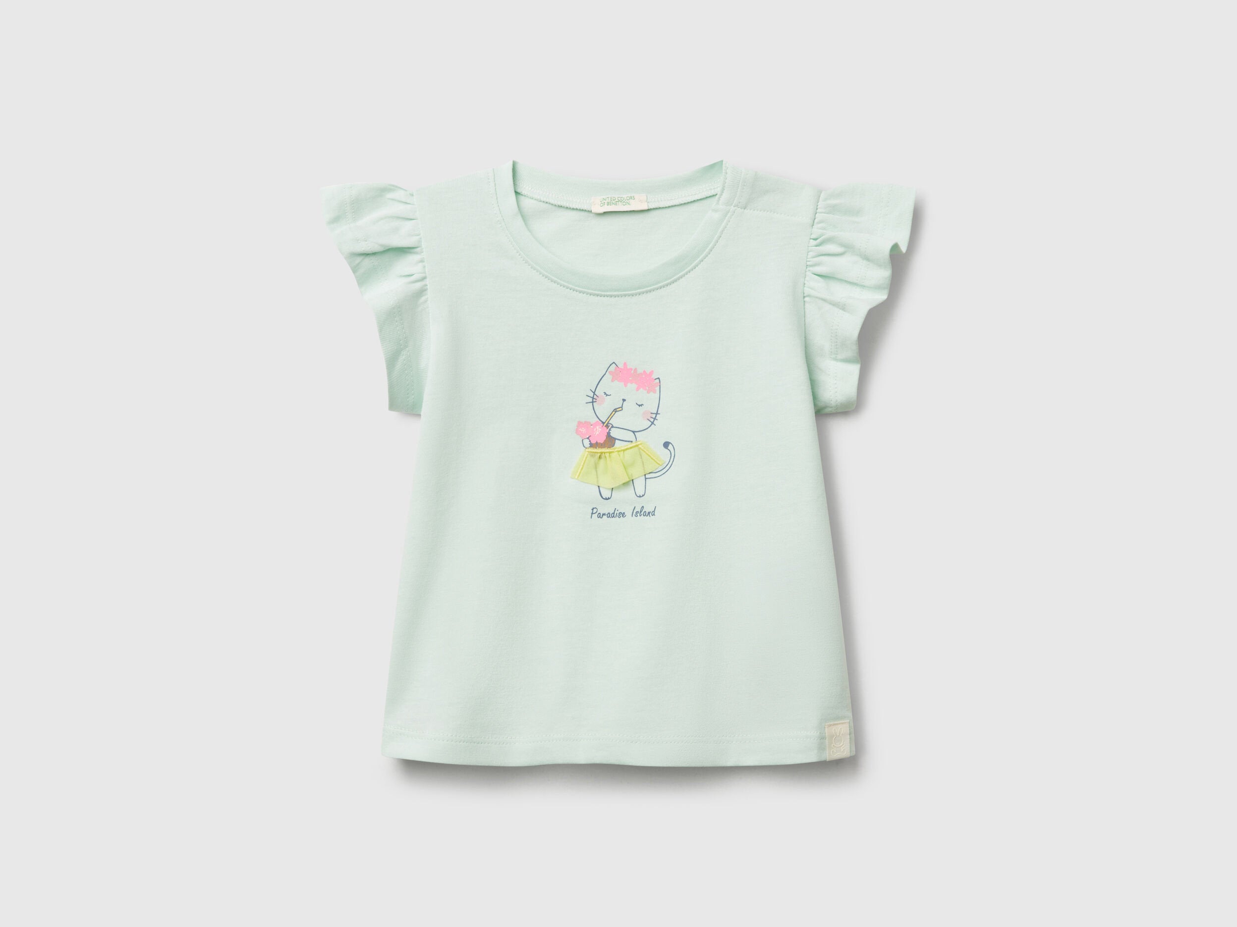 Benetton_T-Shirt with Print and Applique_3096A106F_0H4_01