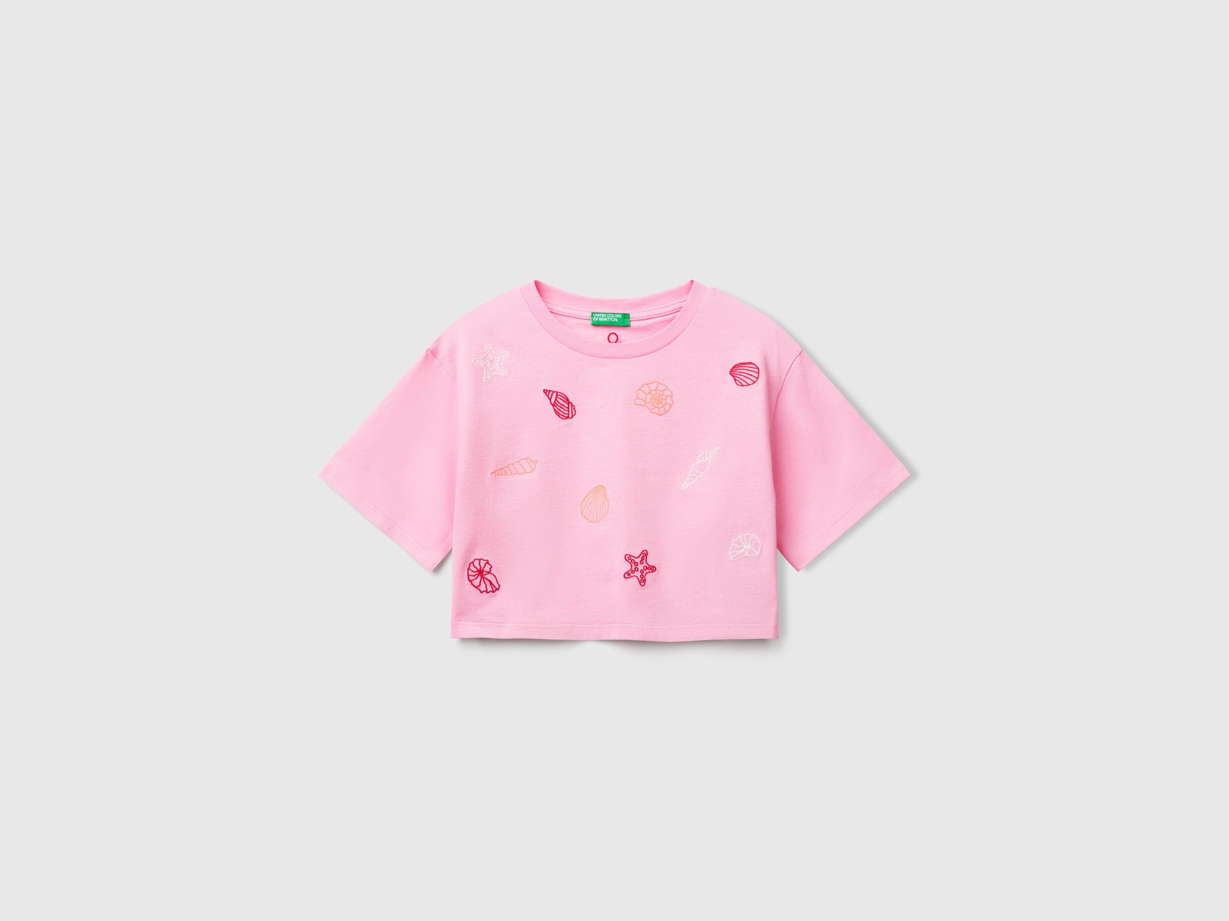 Benetton_Pink T-Shirt with Shell Embroidery_3096C10PC_34Q_01