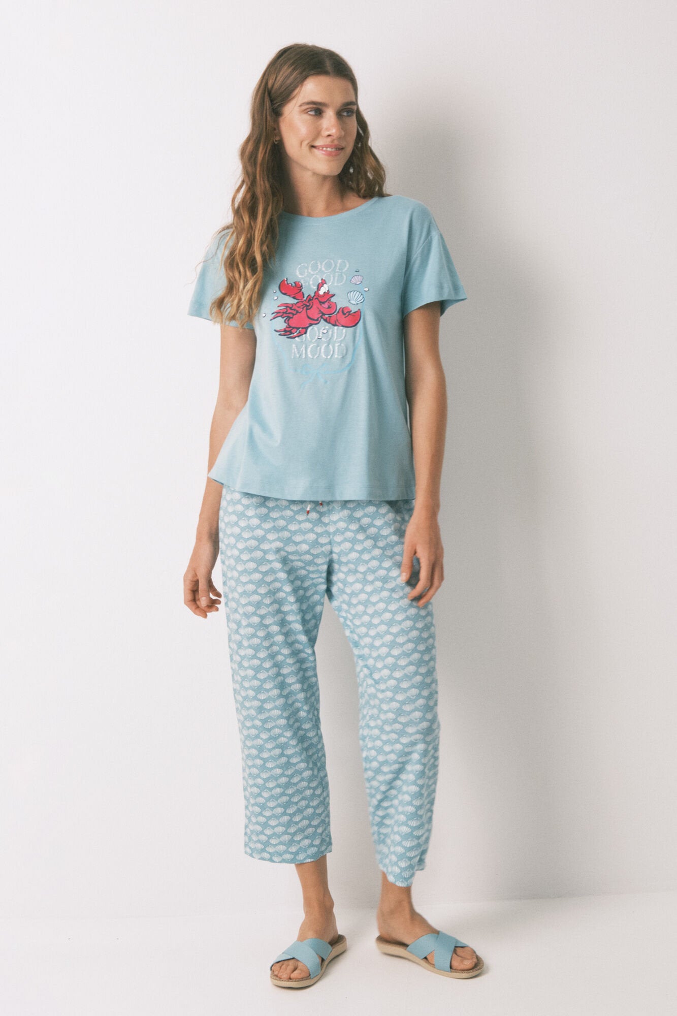 Women Secret_Sebastian Green 100% Cotton Capri Pyjamas_3132100_26_01