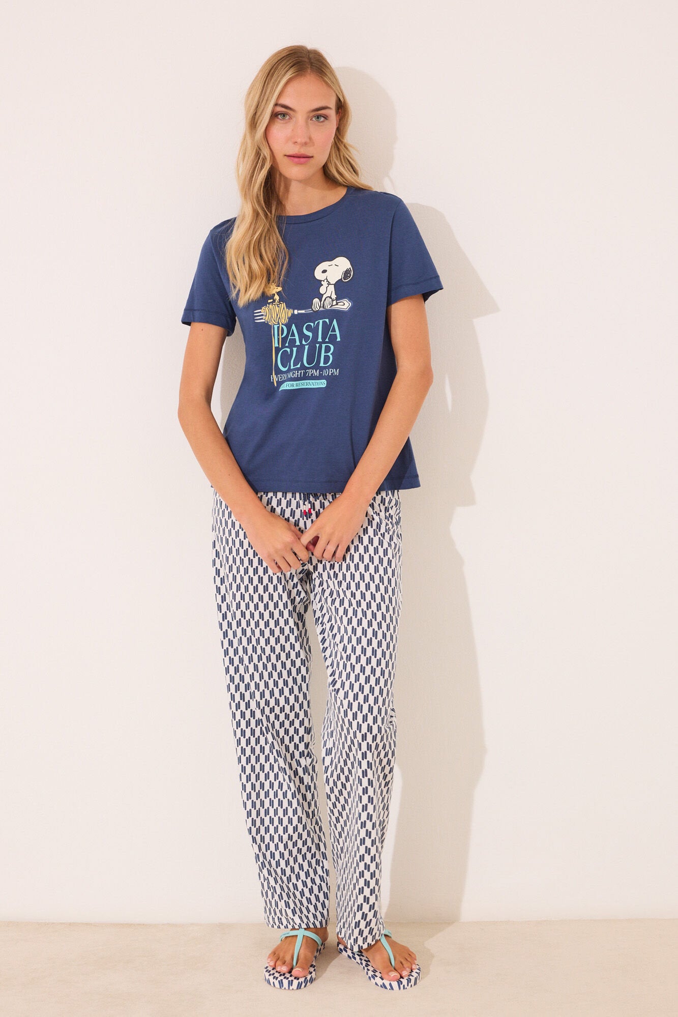 Women Secret_100% Cotton Geometric Snoopy Long Pyjamas_3132107_11_02