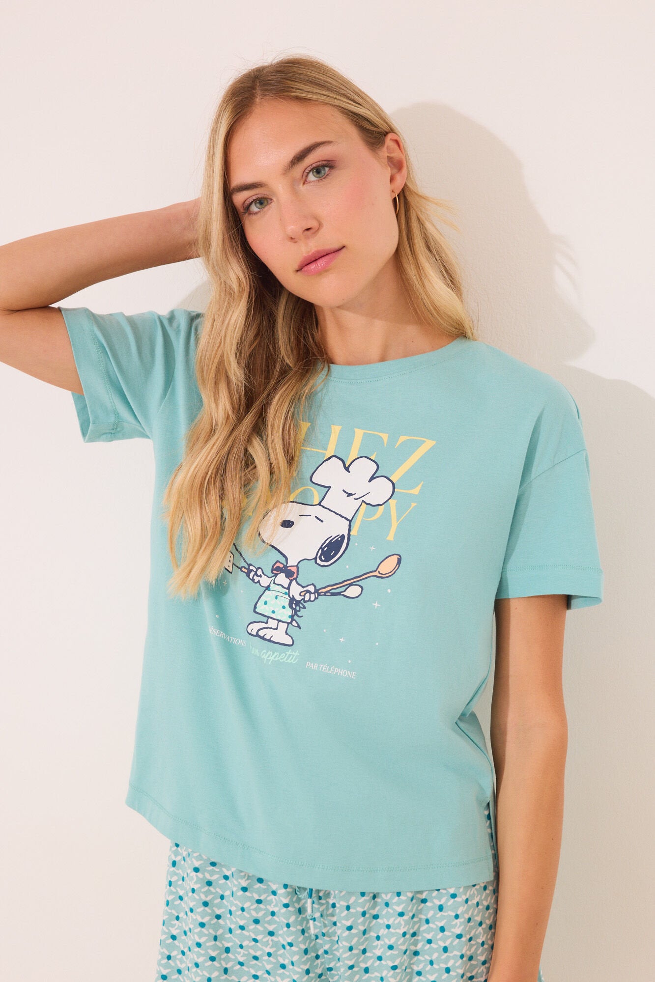 Women Secret_100% Cotton Snoopy Green Short Pyjamas_3132115_26_04