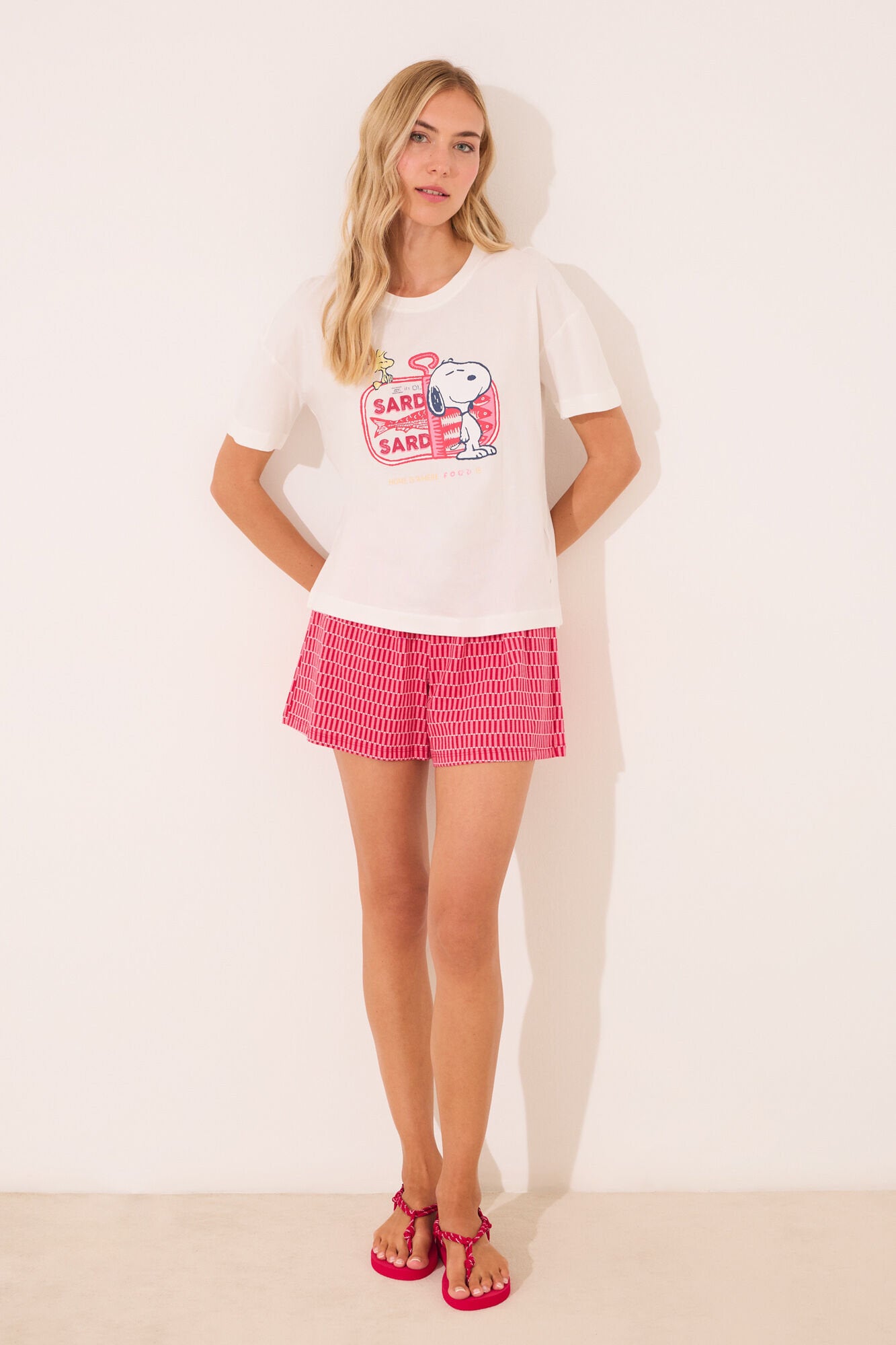 Women Secret_100% Cotton Snoopy Red Short Pyjamas_3132116_96_01