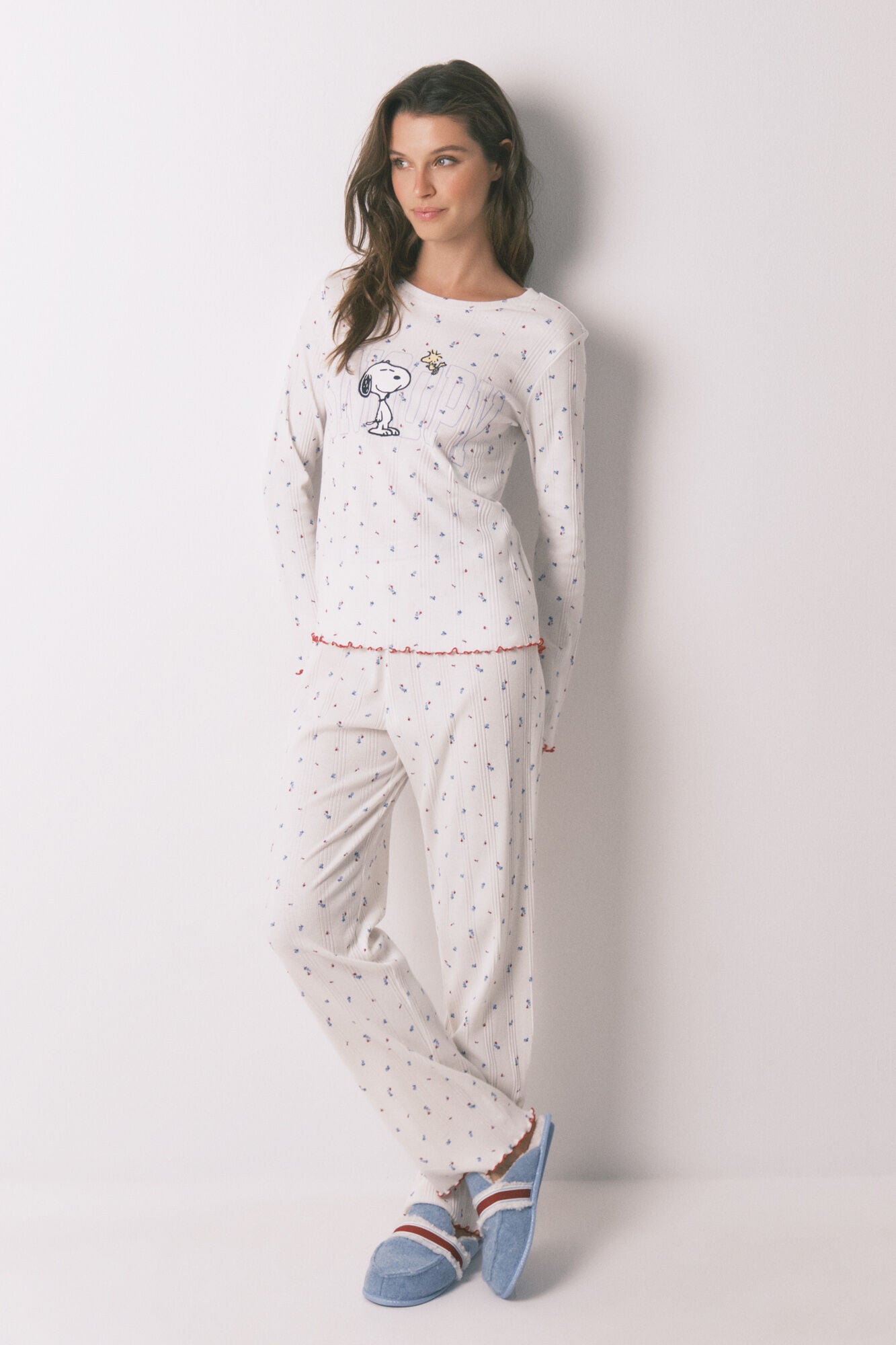 Women Secret_White Print_Long Pyjamas Snoopy White Flowers_3132124_97_02