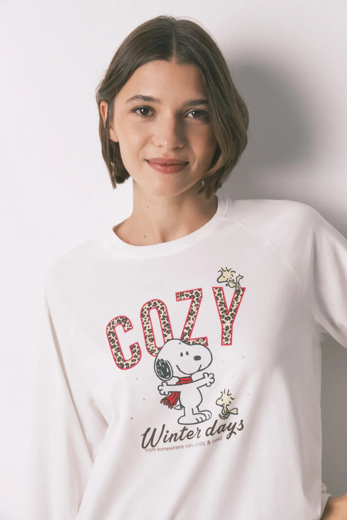 Women Secret_Ivory_Long 100% Cotton Printed Check Pajamas Snoopy_3132215_96_04
