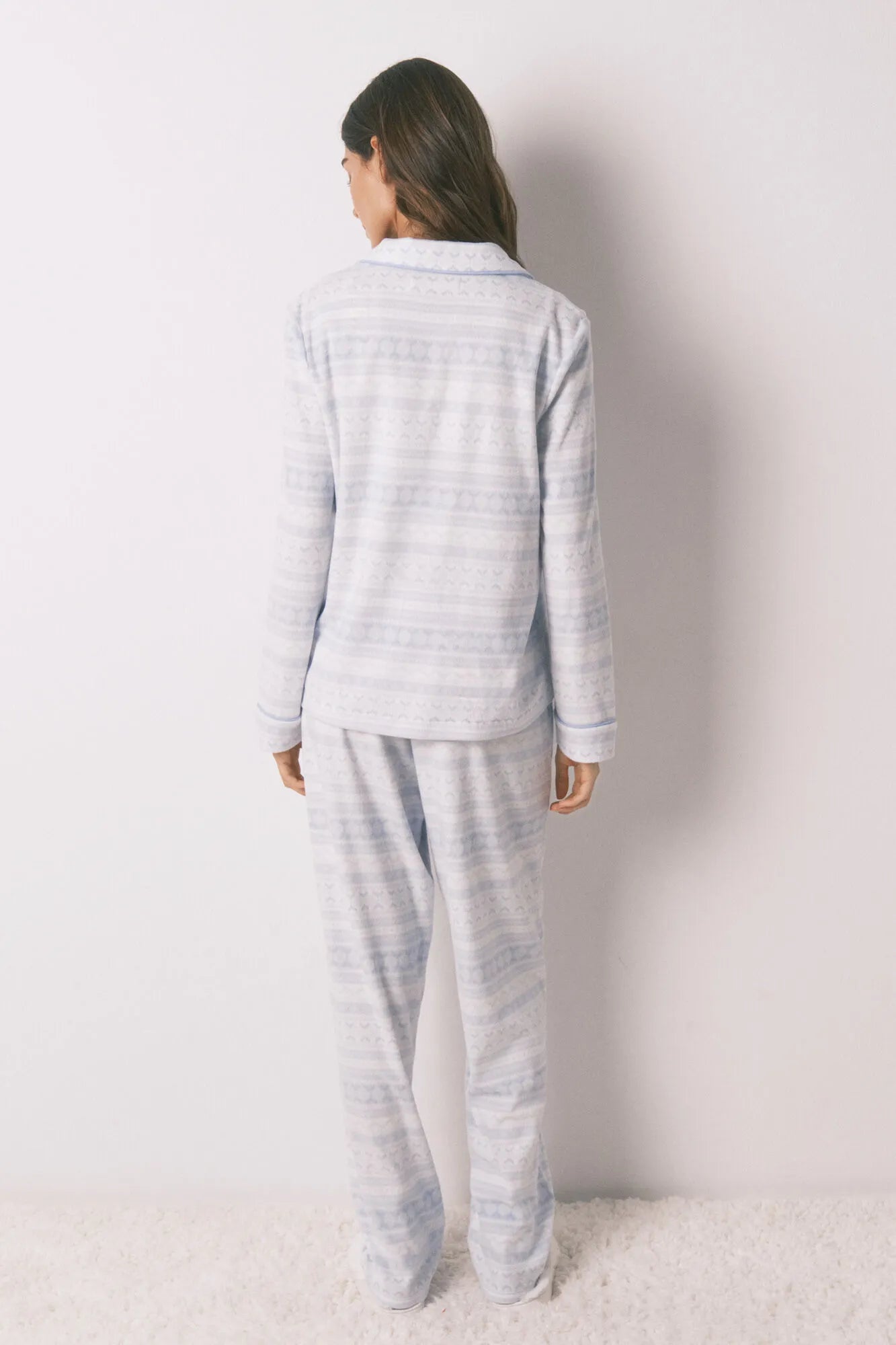 Women Secret_Blue Print_Long Pyjamas Fleece Pyjamas with Border_3132223_19_06