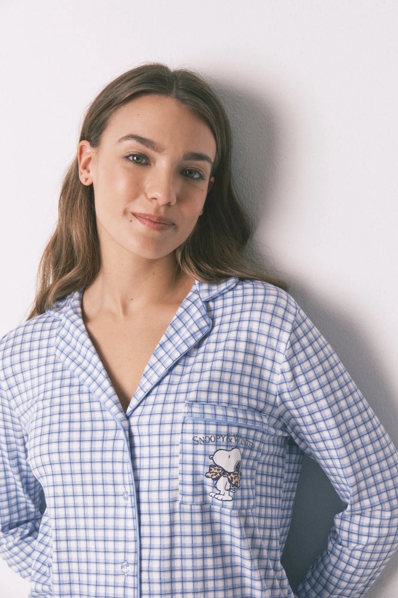 Women Secret_Blue Print_Snoopy Vichy Long Pyjamas_3132226_19_04