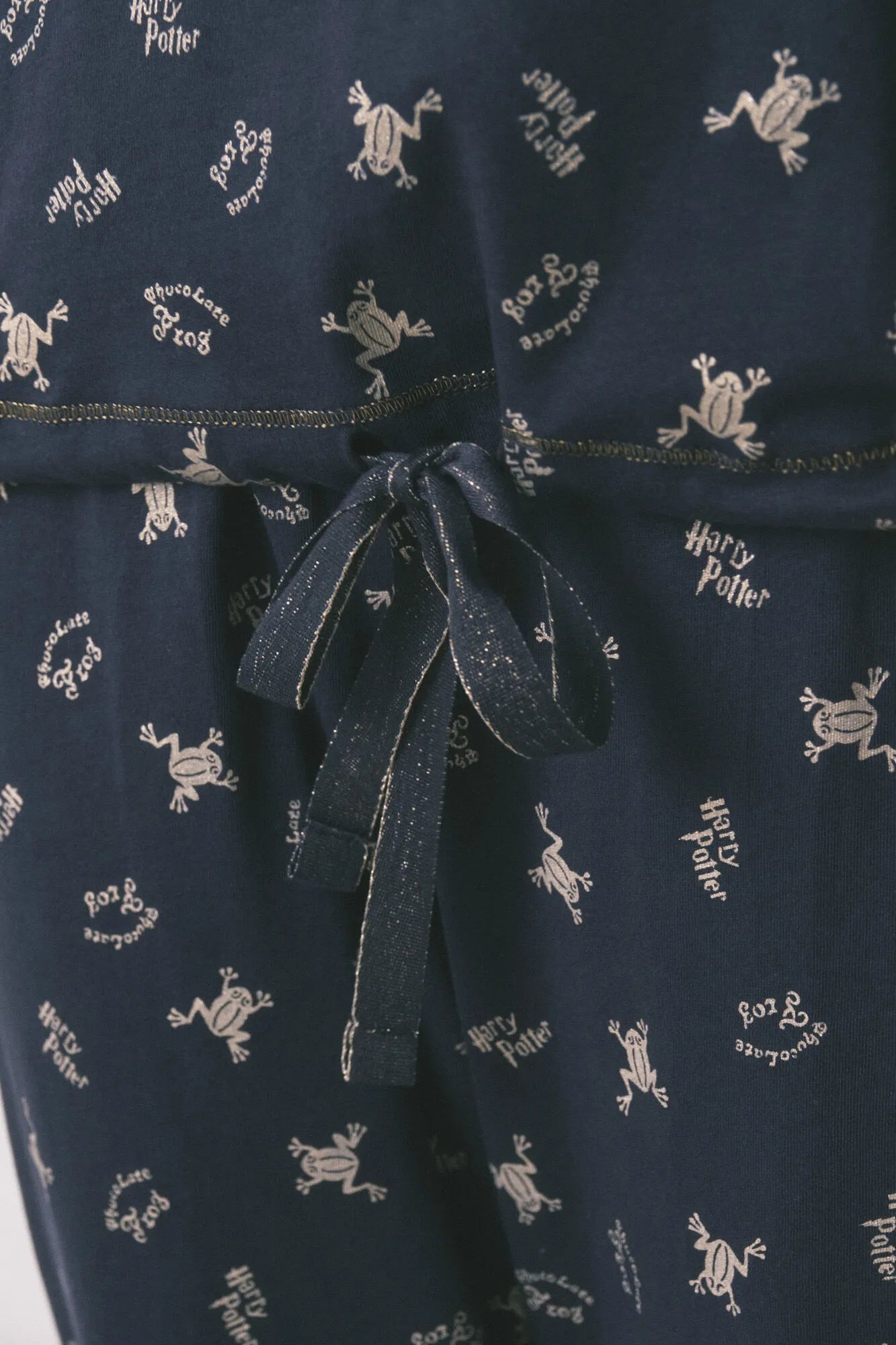 Women Secret_Navy_Long 100% Cotton Blue Pyjamas with Frog Print_3132231_10_05
