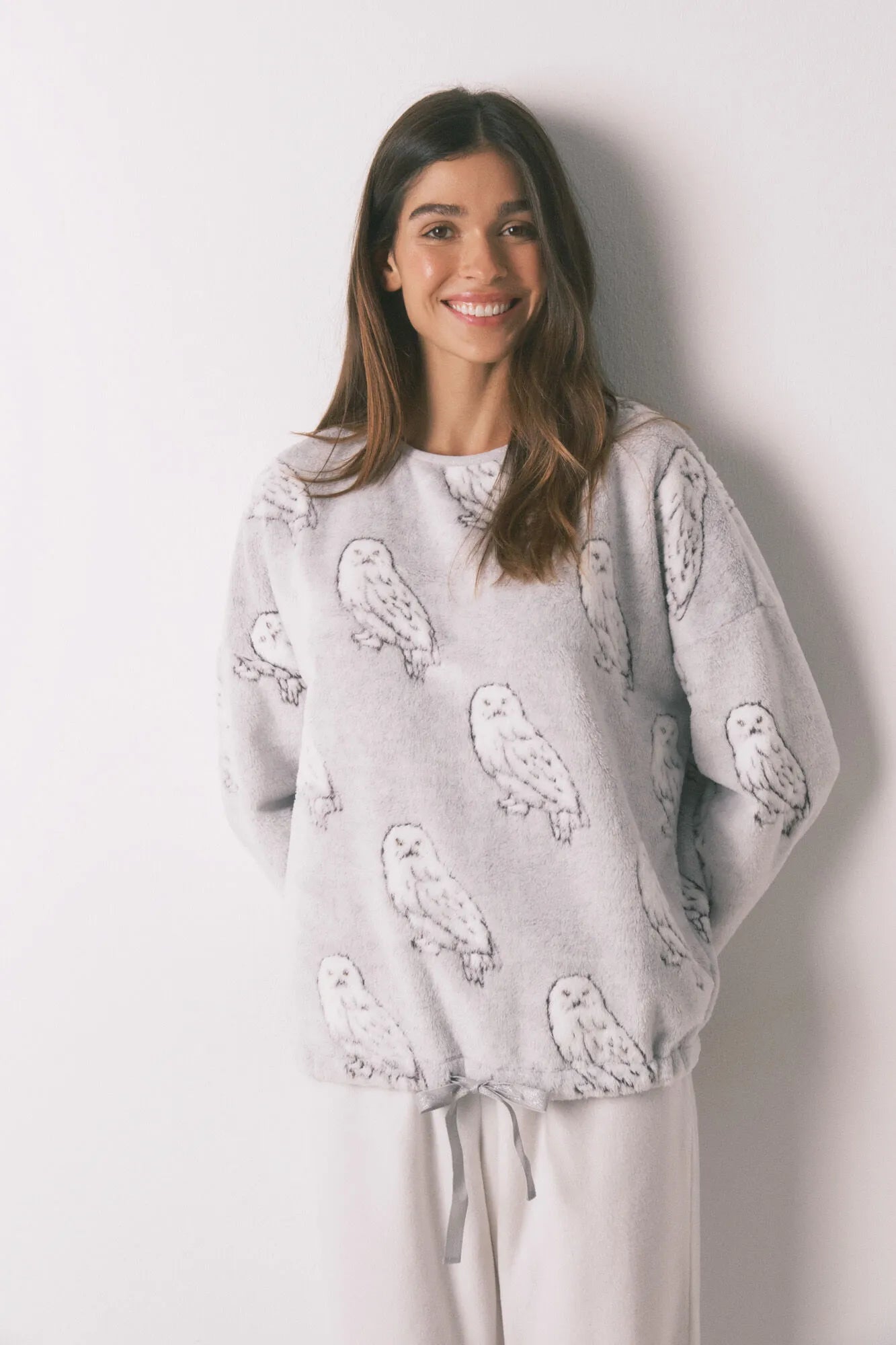 Women Secret_Ivory_Soft Fleece Long Pyjamas with &