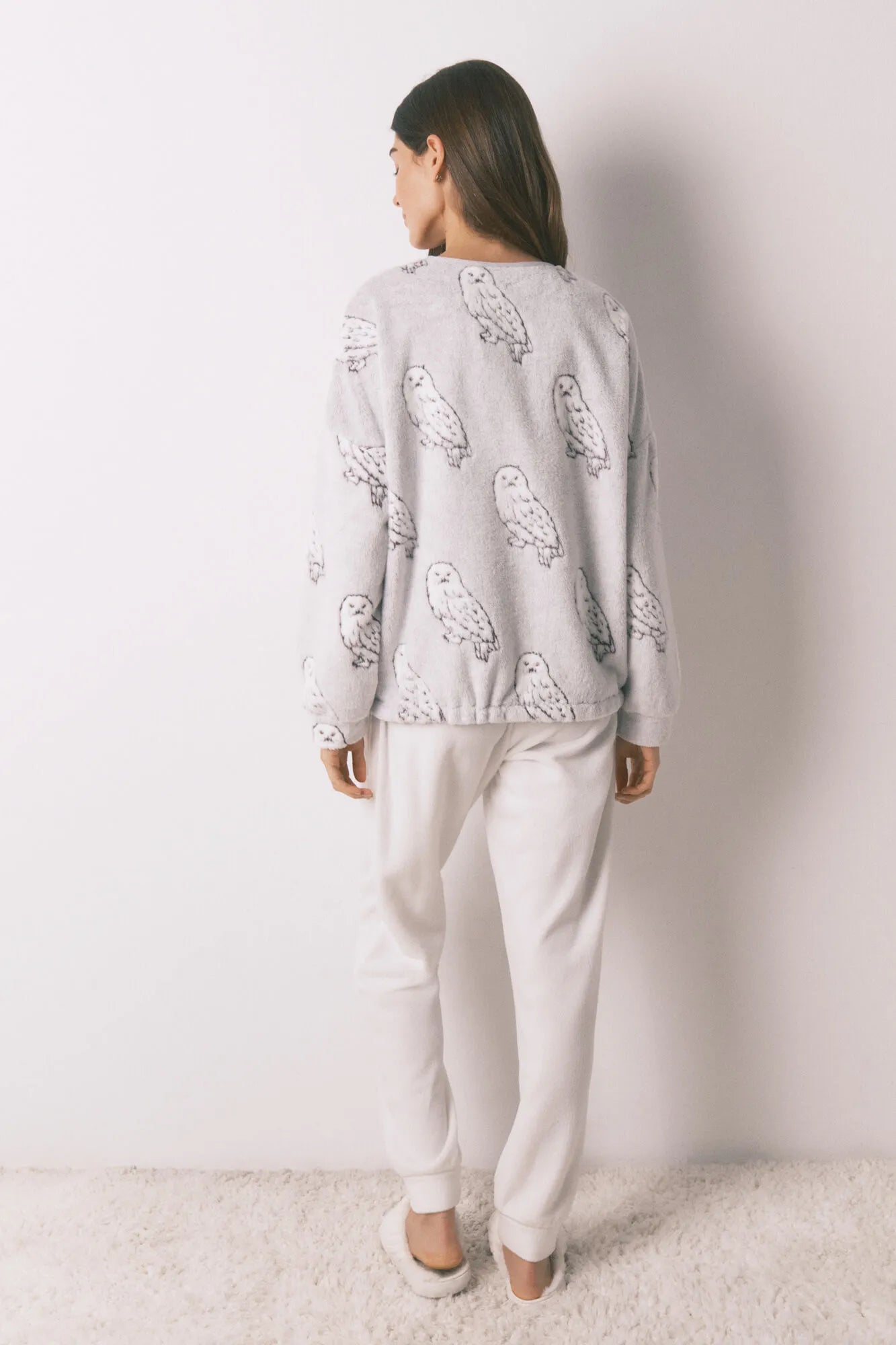 Women Secret_Ivory_Soft Fleece Long Pyjamas with &