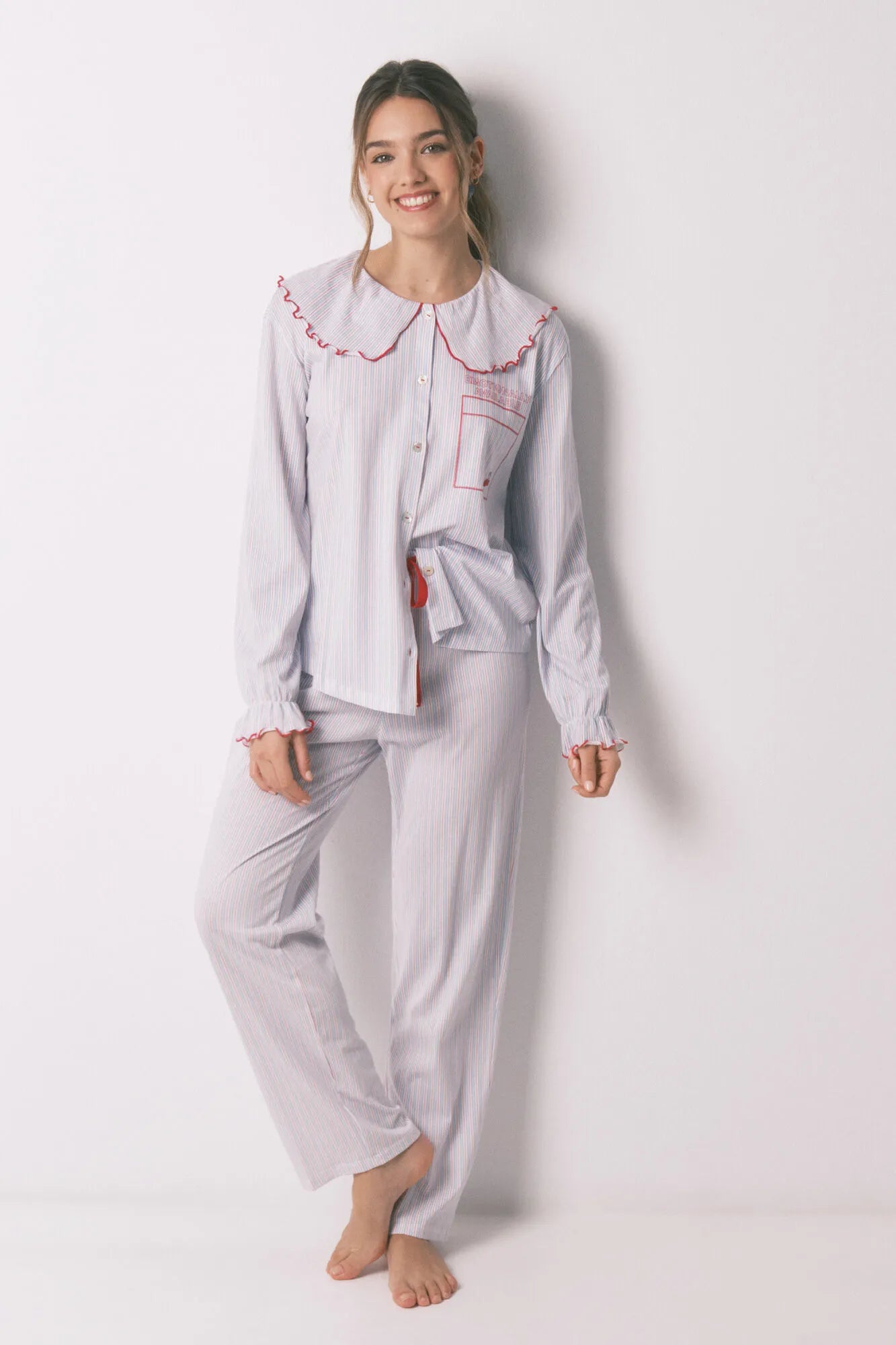 Women Secret_Blue Print_Cotton Long Peter Pan Collar Pyjamas_3133480_19_06