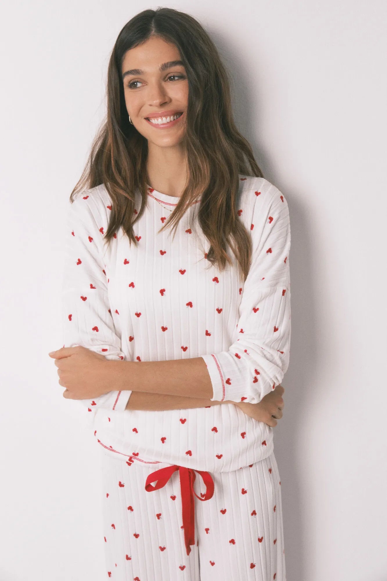 Women Secret_White Print_Mickey Cherry Print Long Pyjamas_3133483_97_02