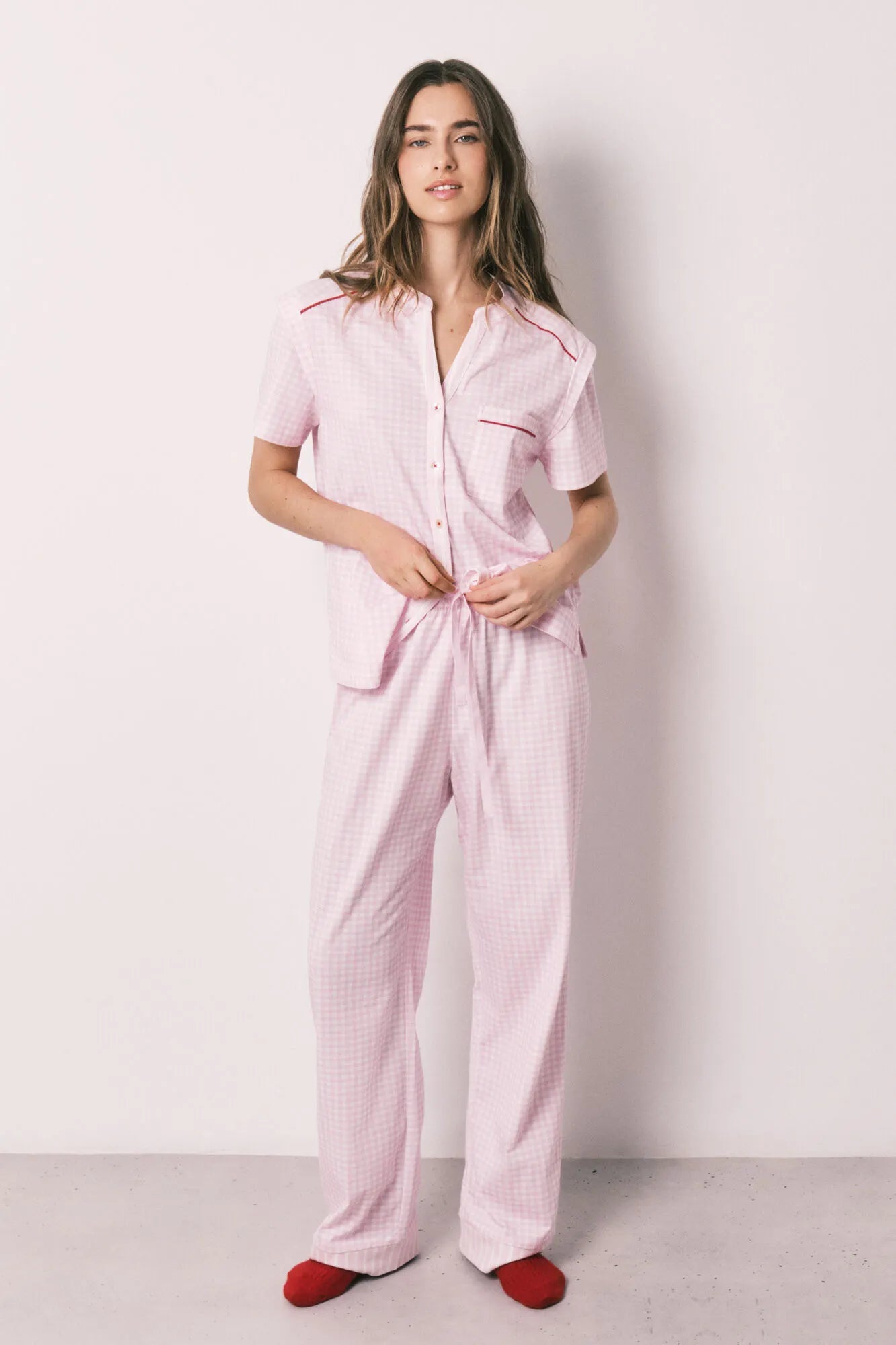 Women Secret Pink Women Cotton Striped Short Sleeve Long Pyjamas SKU: 3133489_73 Image 02