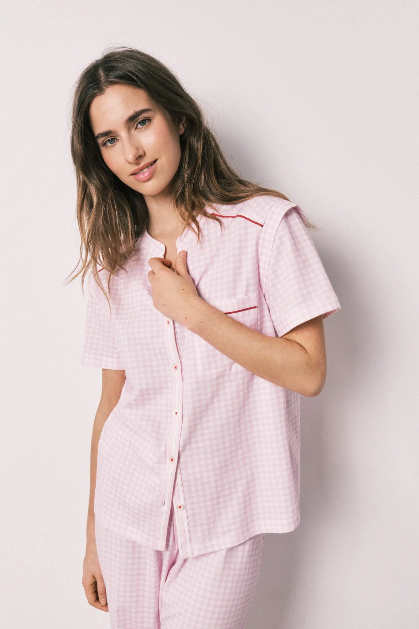 Women Secret Pink Women Cotton Striped Short Sleeve Long Pyjamas SKU: 3133489_73 Image 04