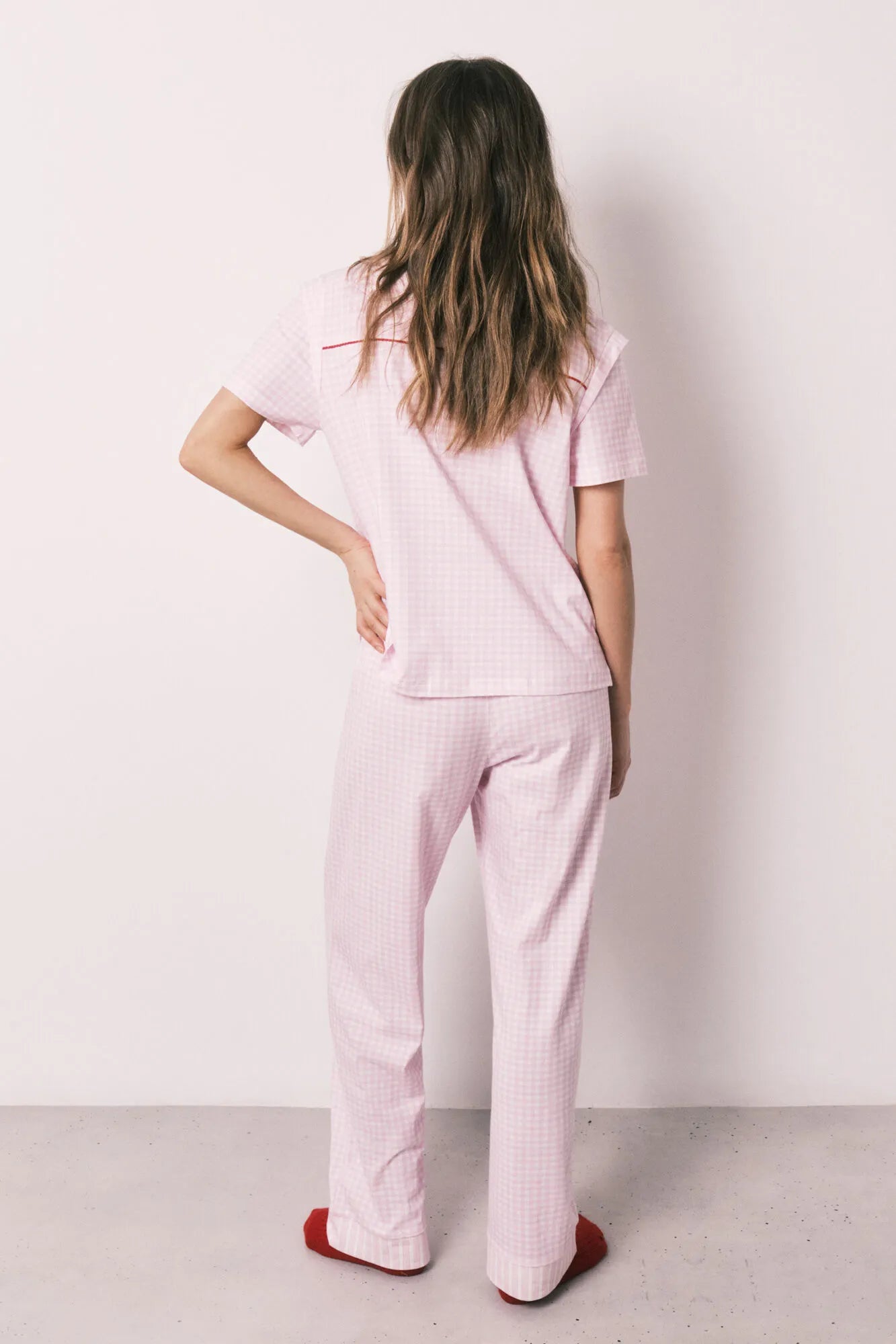 Women Secret Pink Women Cotton Striped Short Sleeve Long Pyjamas SKU: 3133489_73 Image 06