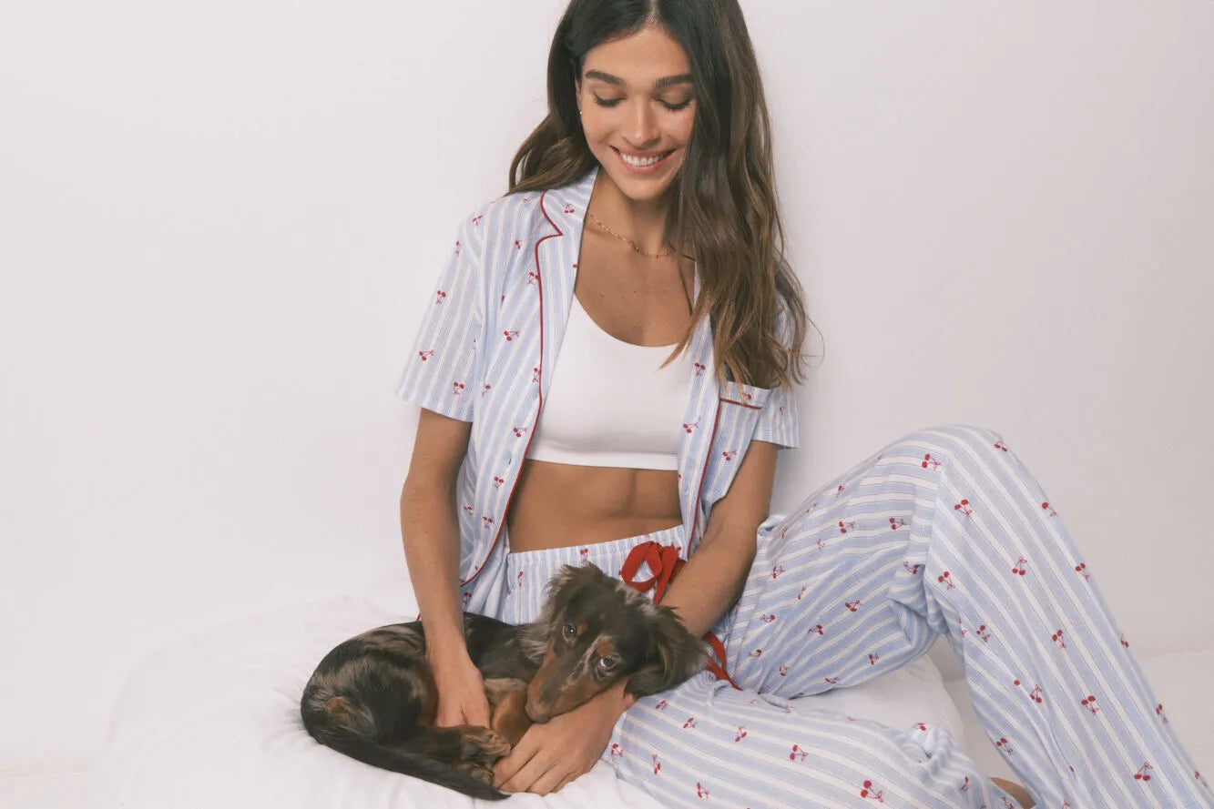 Women Secret_Medium Blue_Cotton Striped Cherry Print Classic Pyjamas_3133493_14_05