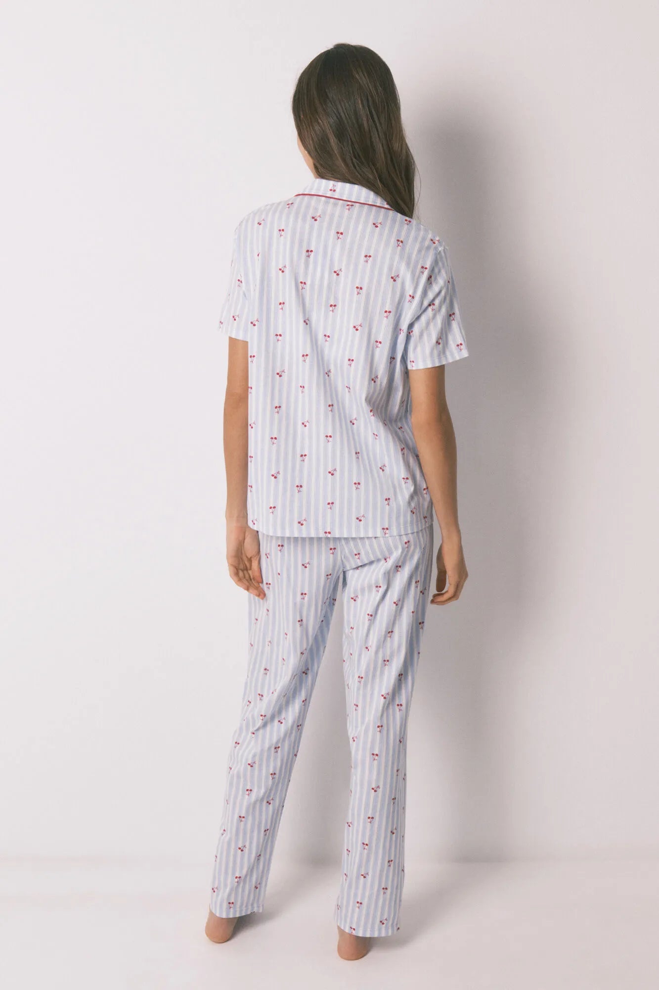 Women Secret_Medium Blue_Cotton Striped Cherry Print Classic Pyjamas_3133493_14_09