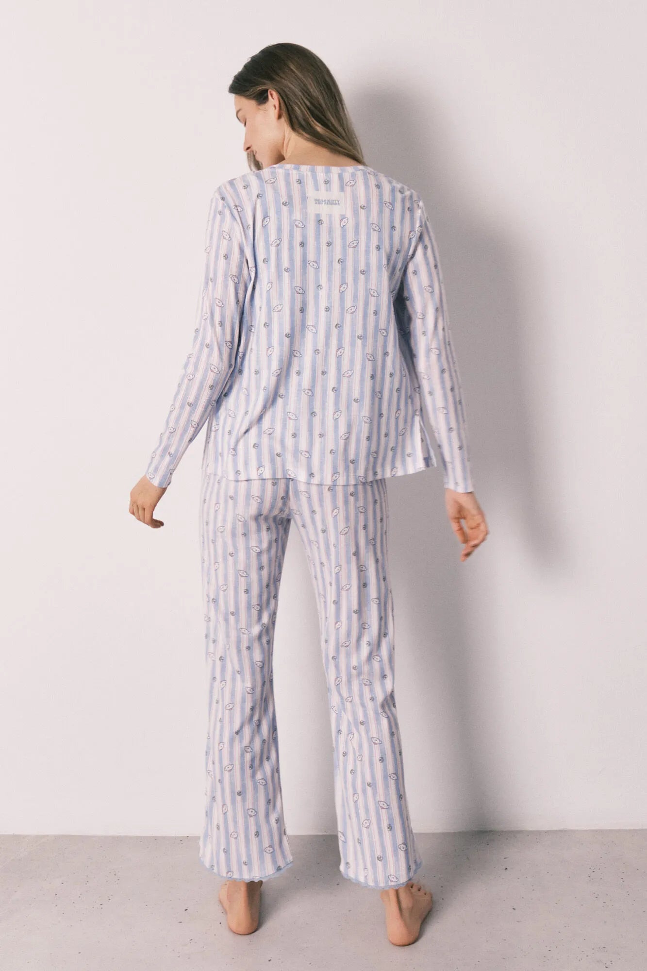 Women Secret Light Blue Women Blue Striped Pyjama Set and Top SKU: 3133500_18 Image 05