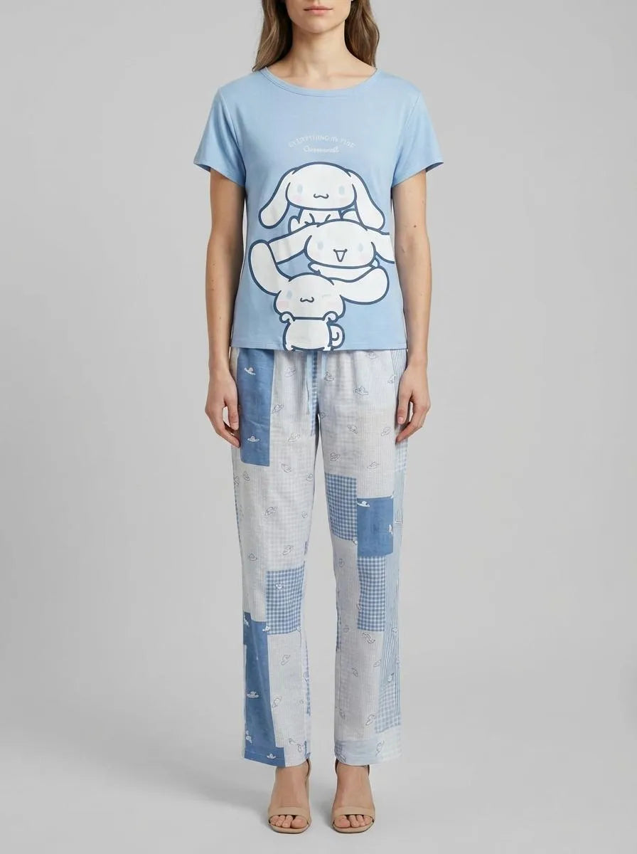 Women Secret Light Blue Women Patchwork Long Pyjamas Cinnamoroll SKU: 3133505_18 Image 00