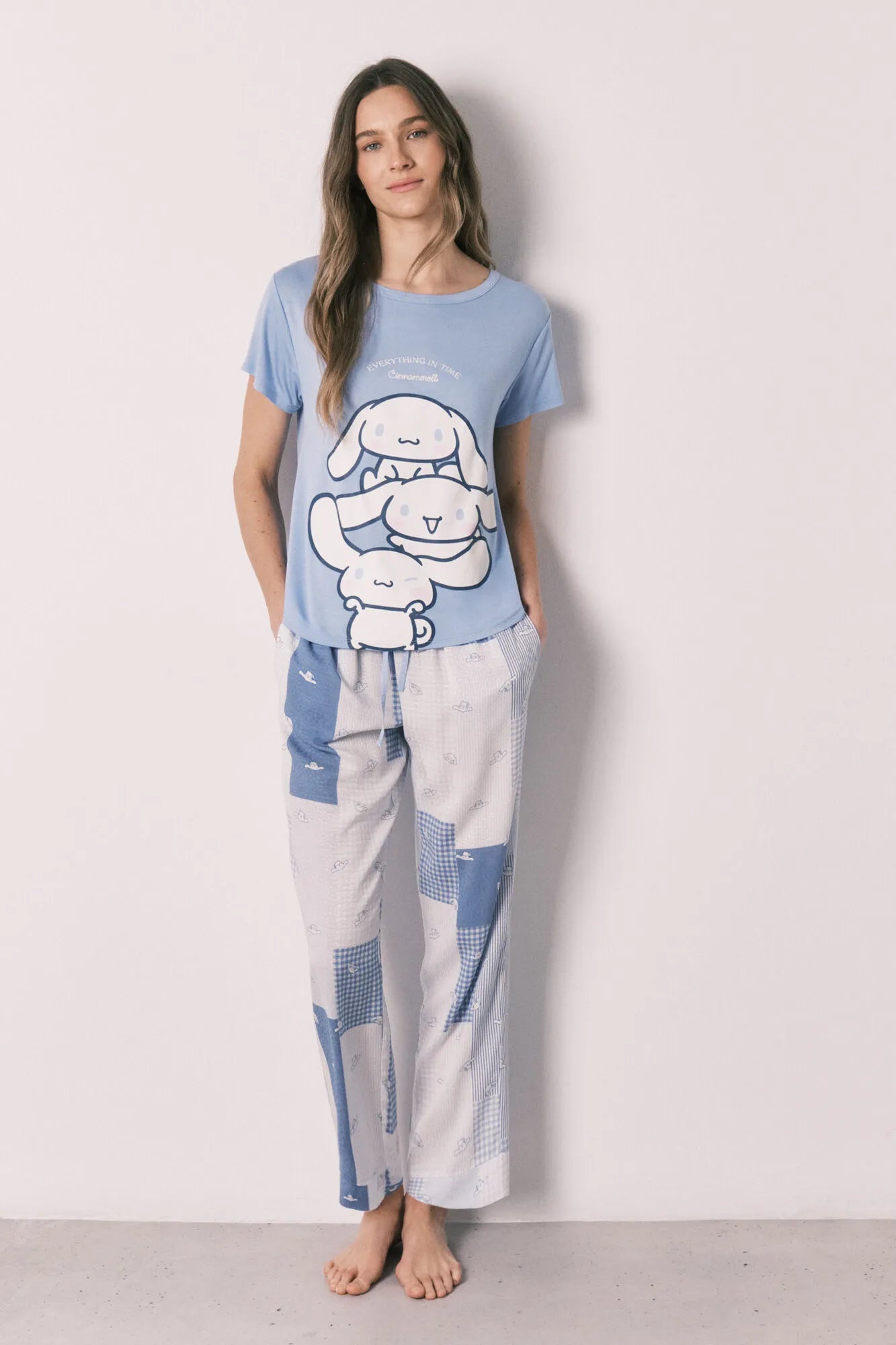 Women Secret Light Blue Women Patchwork Long Pyjamas Cinnamoroll SKU: 3133505_18 Image 01