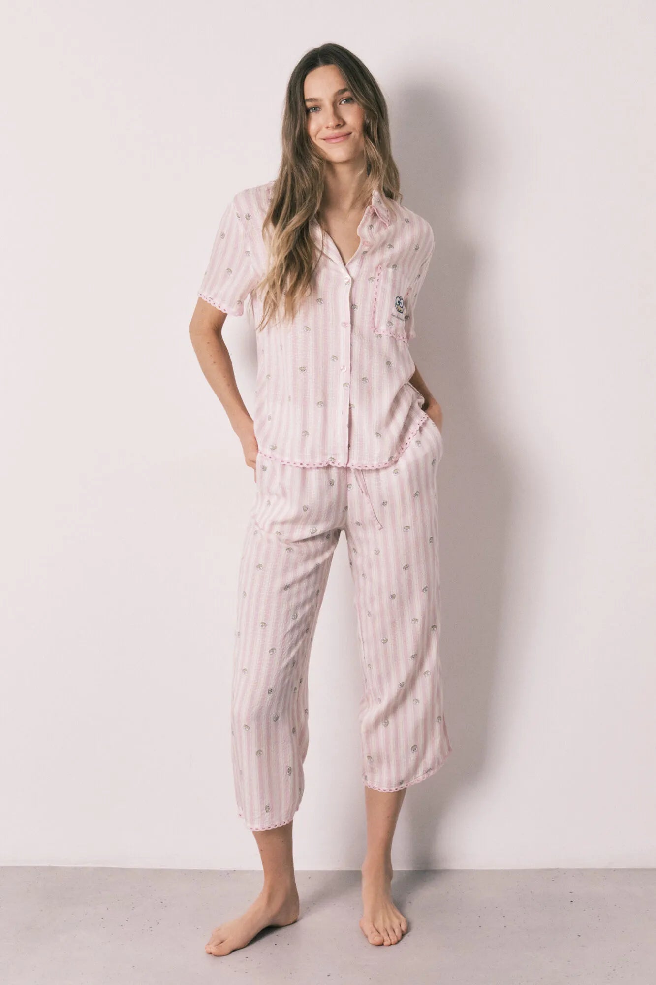 Women Secret Ivory Women Striped Long Classic Pyjamas Keroppi SKU: 3133506_96 Image 02