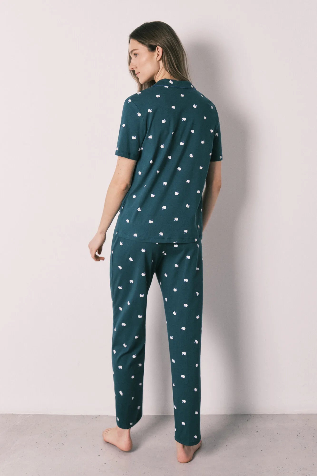 Women Secret Green Print Women Cotton Classic Short Sleeve Pyjamas Hello Kitty SKU: 3133517_29 Image 06