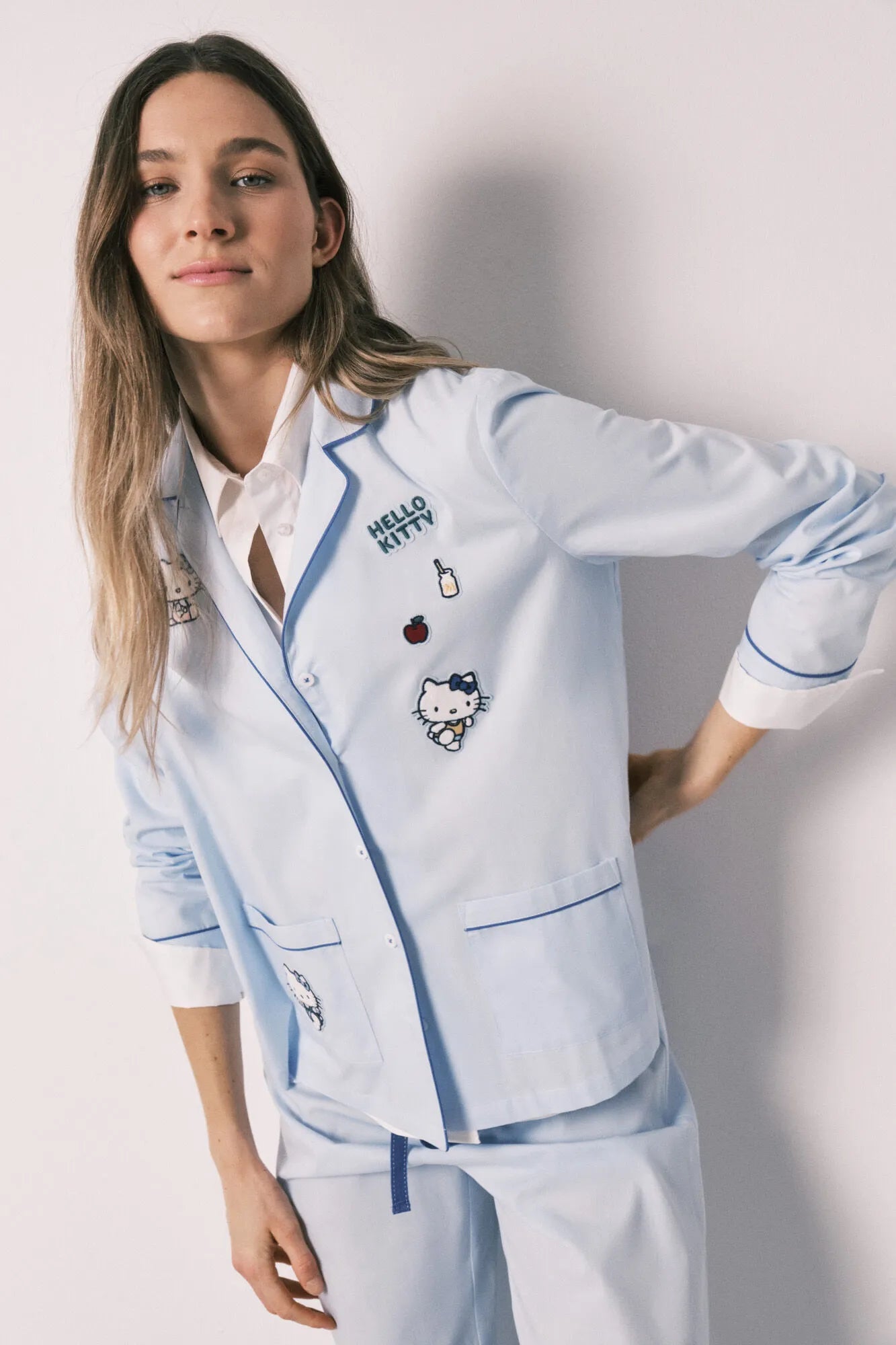 Women Secret Light Blue Women Blue Cotton Classic Pyjamas Hello Kitty SKU: 3133520_17 Image 02