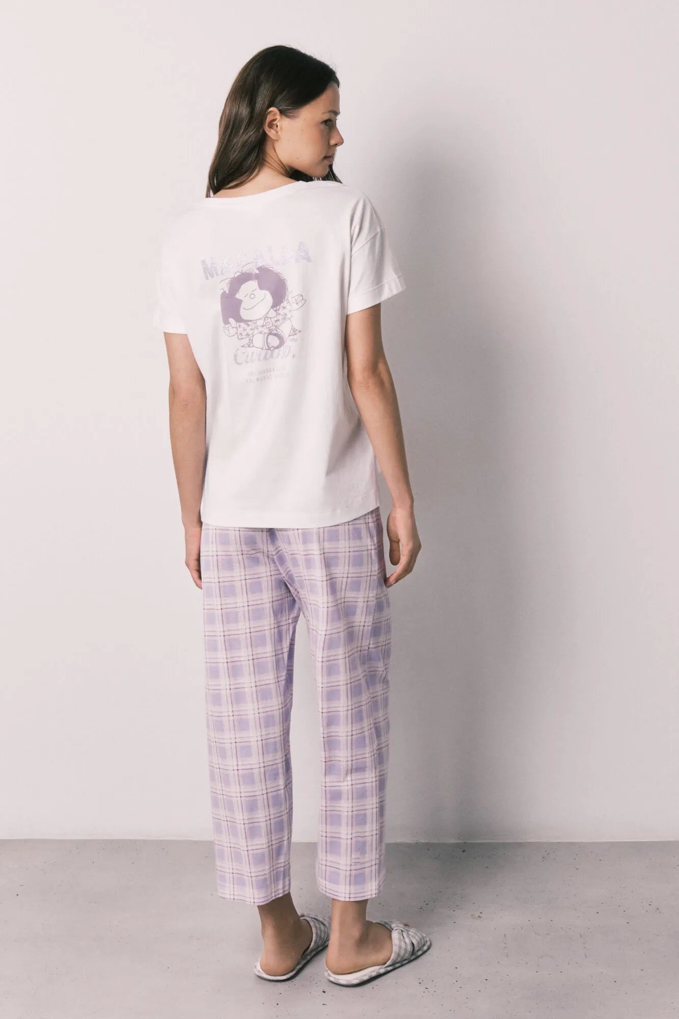Women Secret Ivory Women Mafalda Plaid Cotton Long Pyjamas SKU: 3133525_96 Image 05