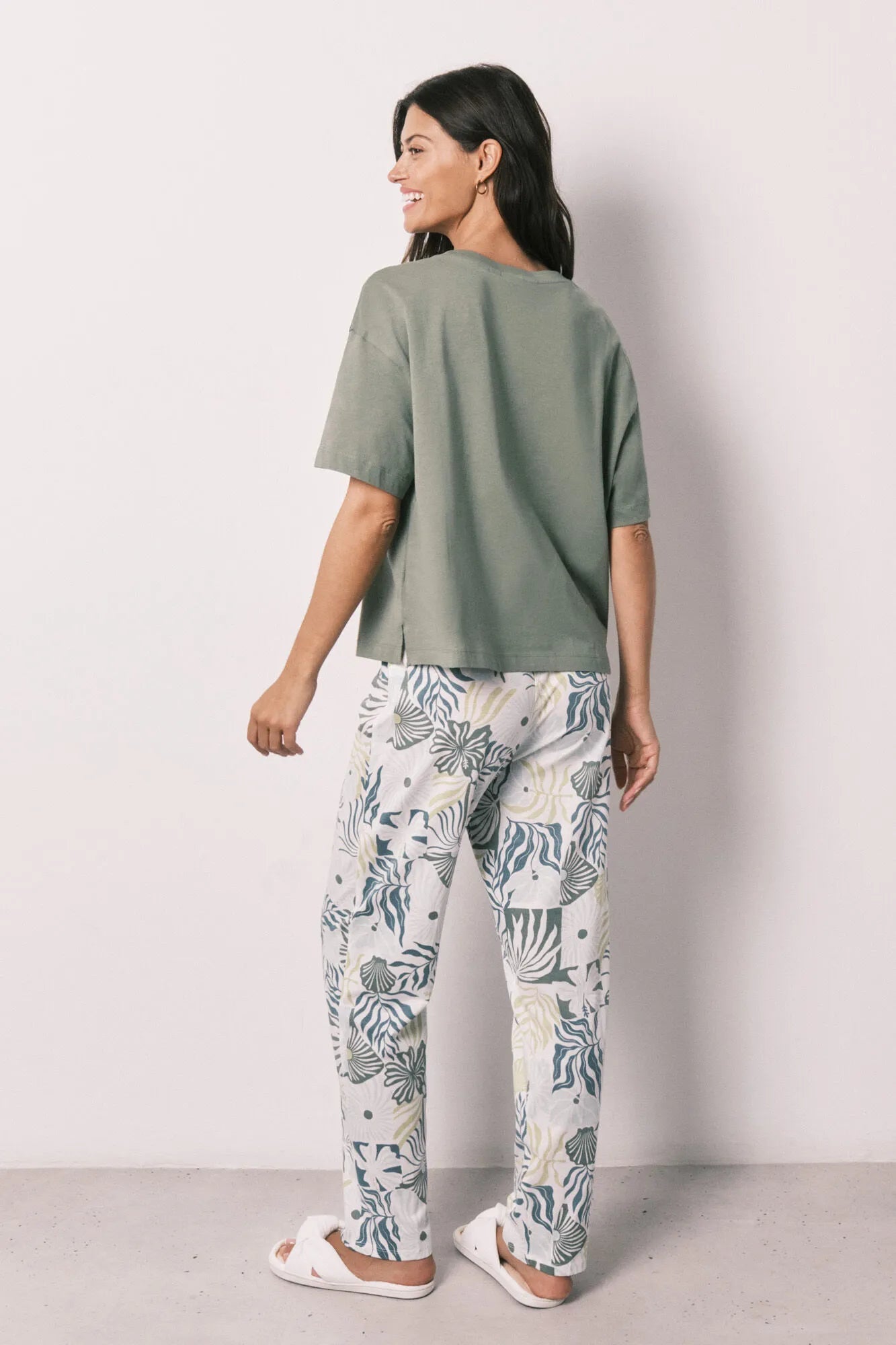 Women Secret Medium Khaki Women Little Missª Short Sleeve Long Pyjamas SKU: 3133541_92 Image 06