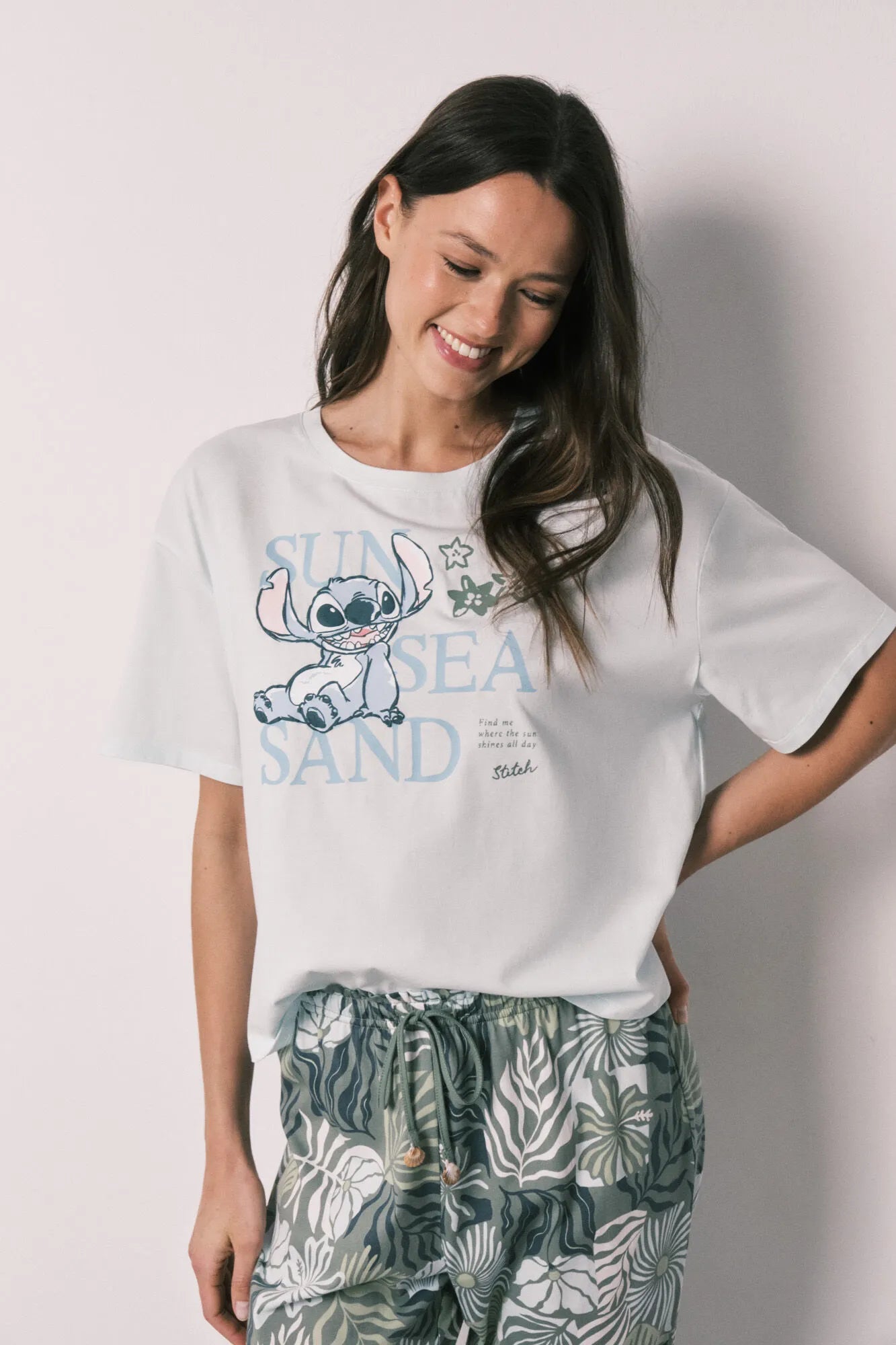 Women Secret Dark Blue Women Stitch Print Short Sleeve Long Pyjamas SKU: 3133548_11 Image 02