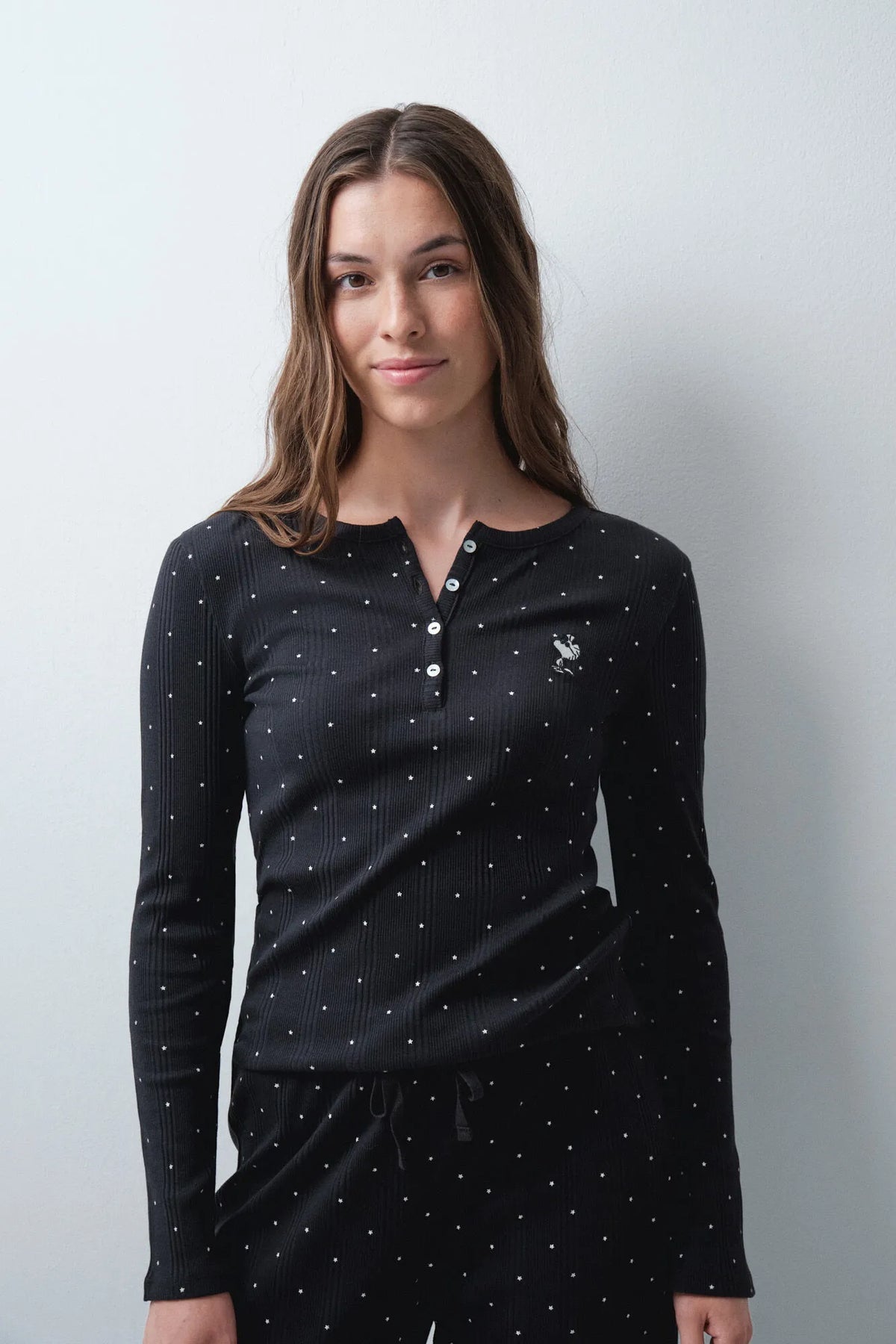 Women Secret Dark Grey Women Woodstock Star Print Long Pyjamas with Buttons SKU: 3134054_41 Image 03