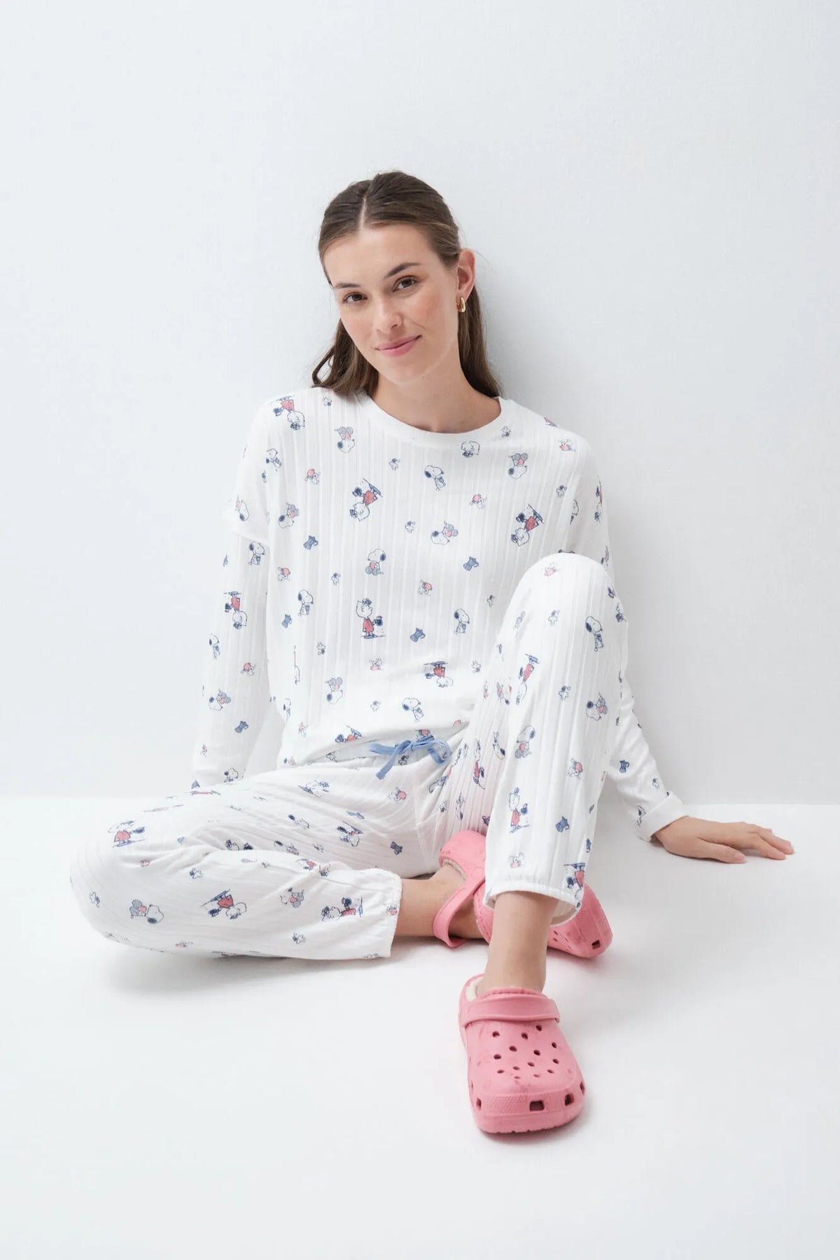 Women Secret Ivory Women White Long Pyjamas Snoopy SKU: 3134127_96 Image 01