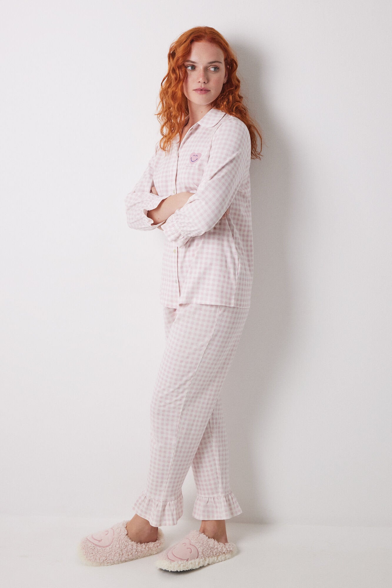 Women Secret_Long Shirt Pajamas 100% Cotton Pink Checkered_3139838_73_01