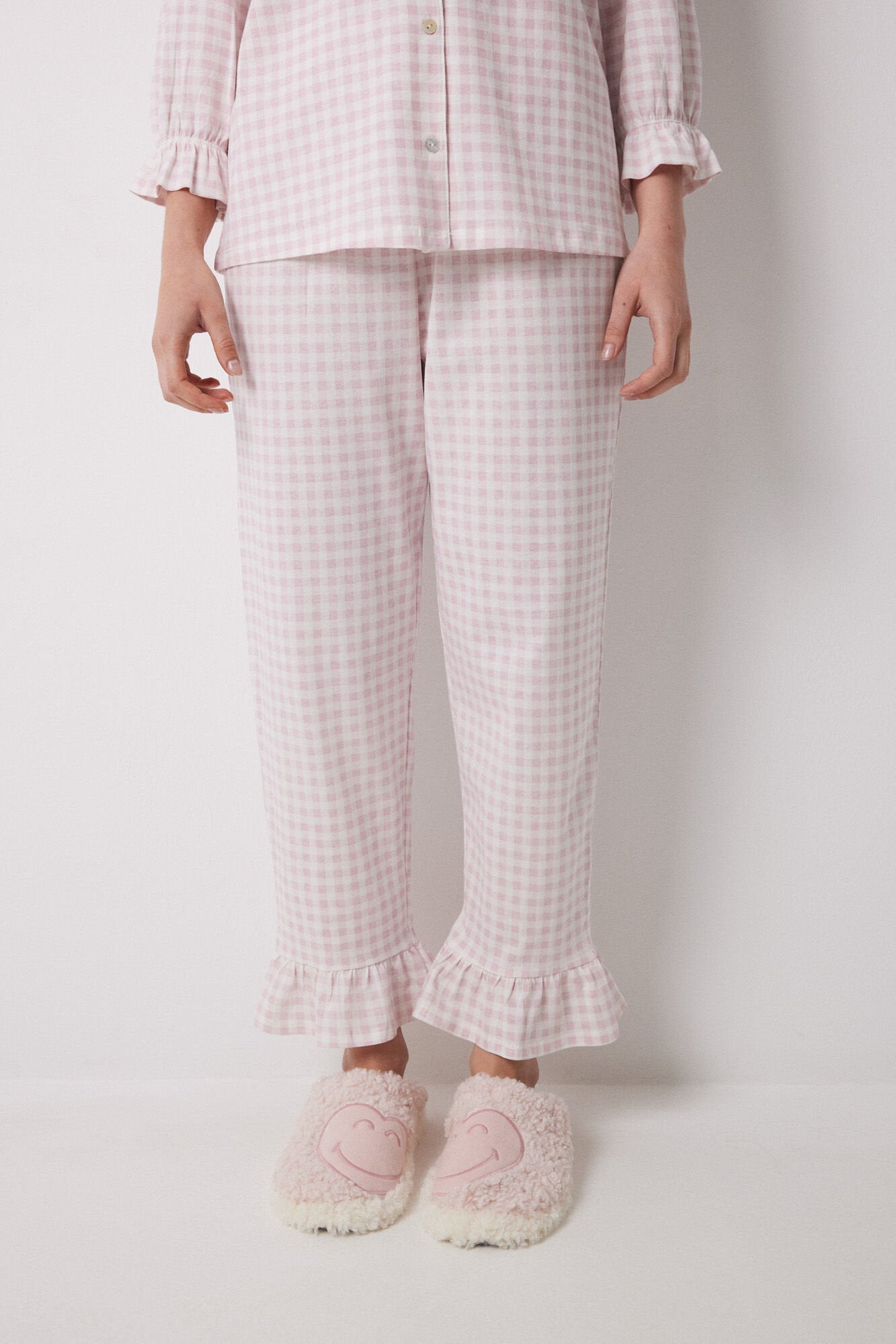 Women Secret_Long Shirt Pajamas 100% Cotton Pink Checkered_3139838_73_04