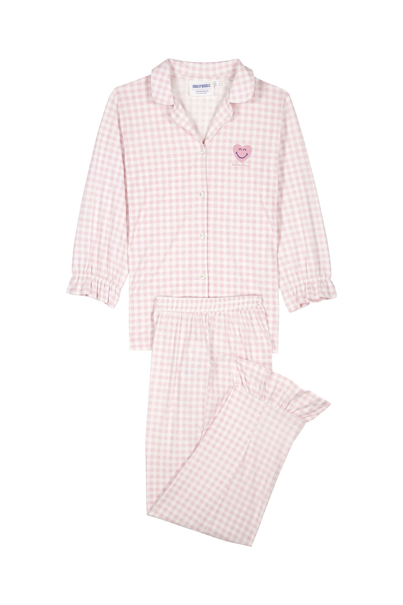 Women Secret_Long Shirt Pajamas 100% Cotton Pink Checkered_3139838_73_06