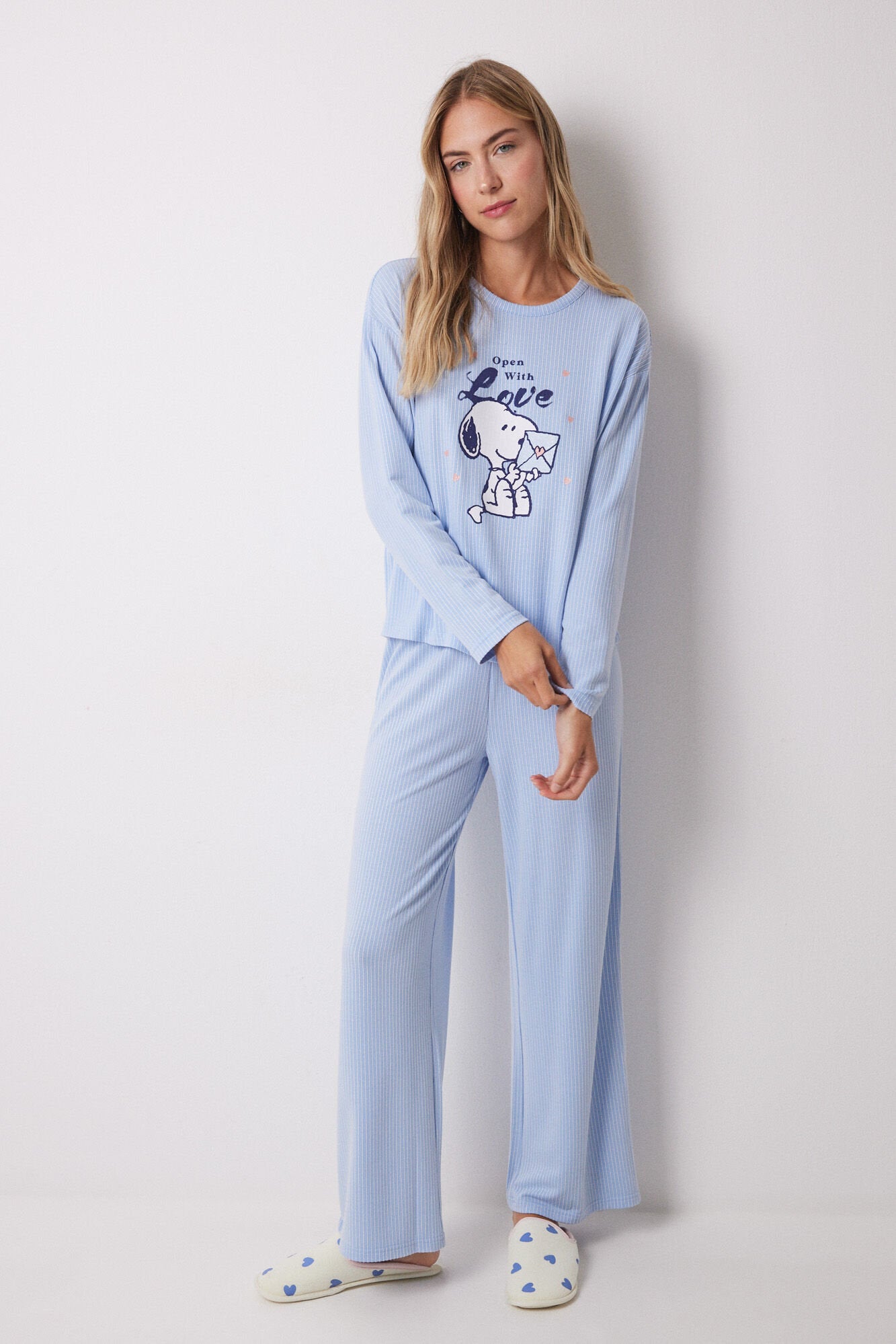 Women Secret_Snoopy Ribbed Texture Long Pajamas_3139842_16_01